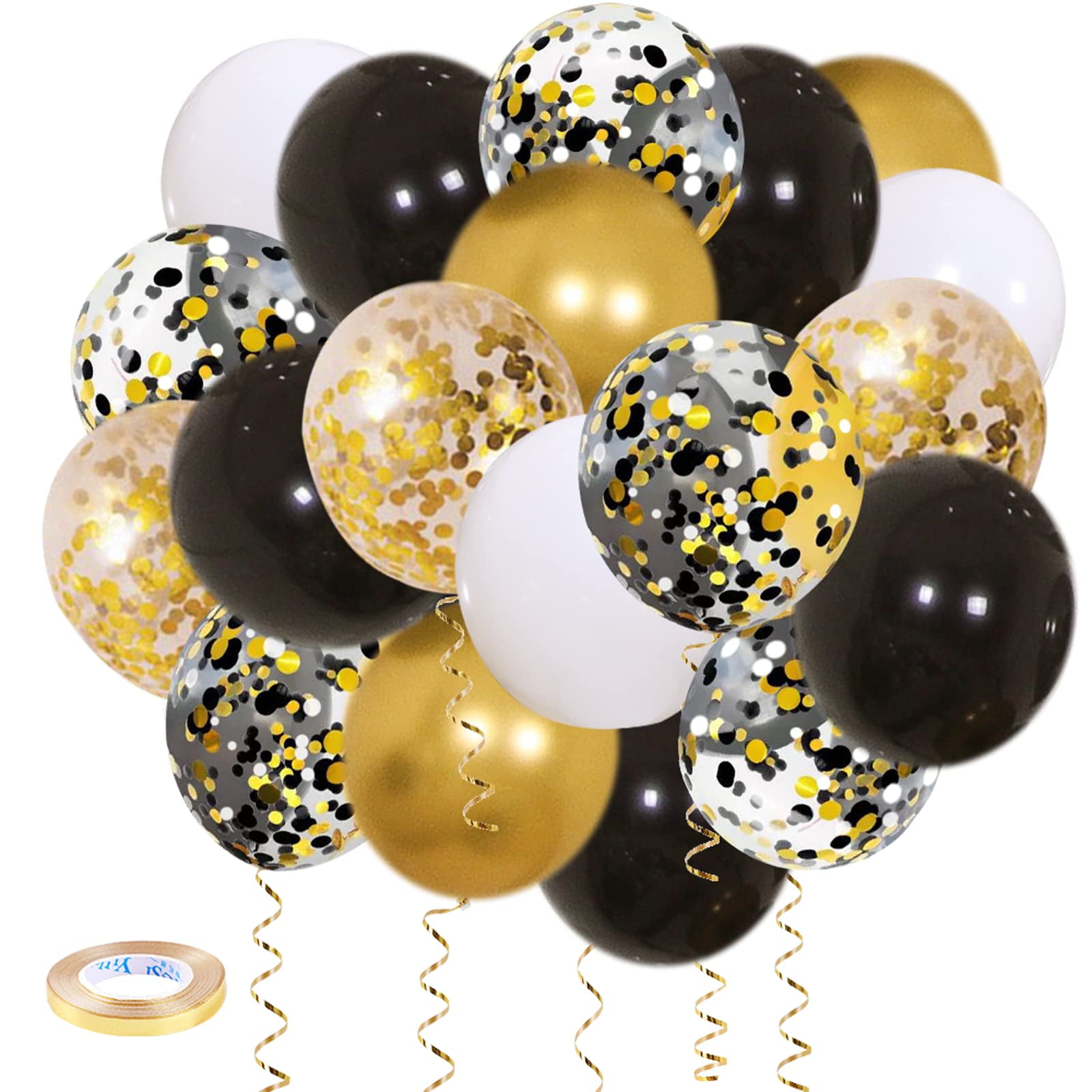 Qiameng Black White and Gold Balloon Arch Kit, Party Decorations for Graduation Birthday Wedding (68 Pieces, 12 in) 2lke1