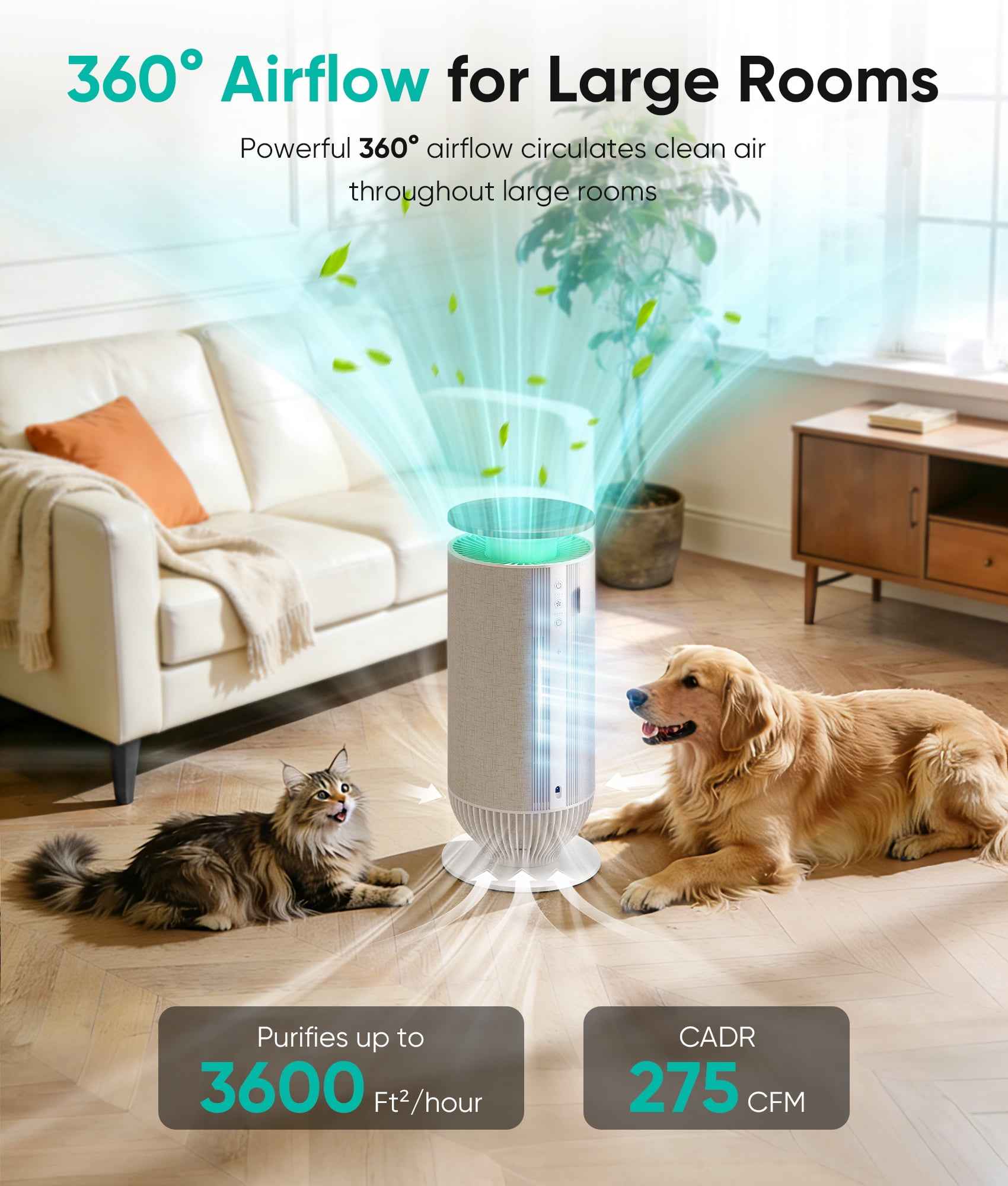 Petbobi H13 True HEPA Air Purifier for Large Rooms with Smart App Control and PM2.5 Monitor (Grey) q609q