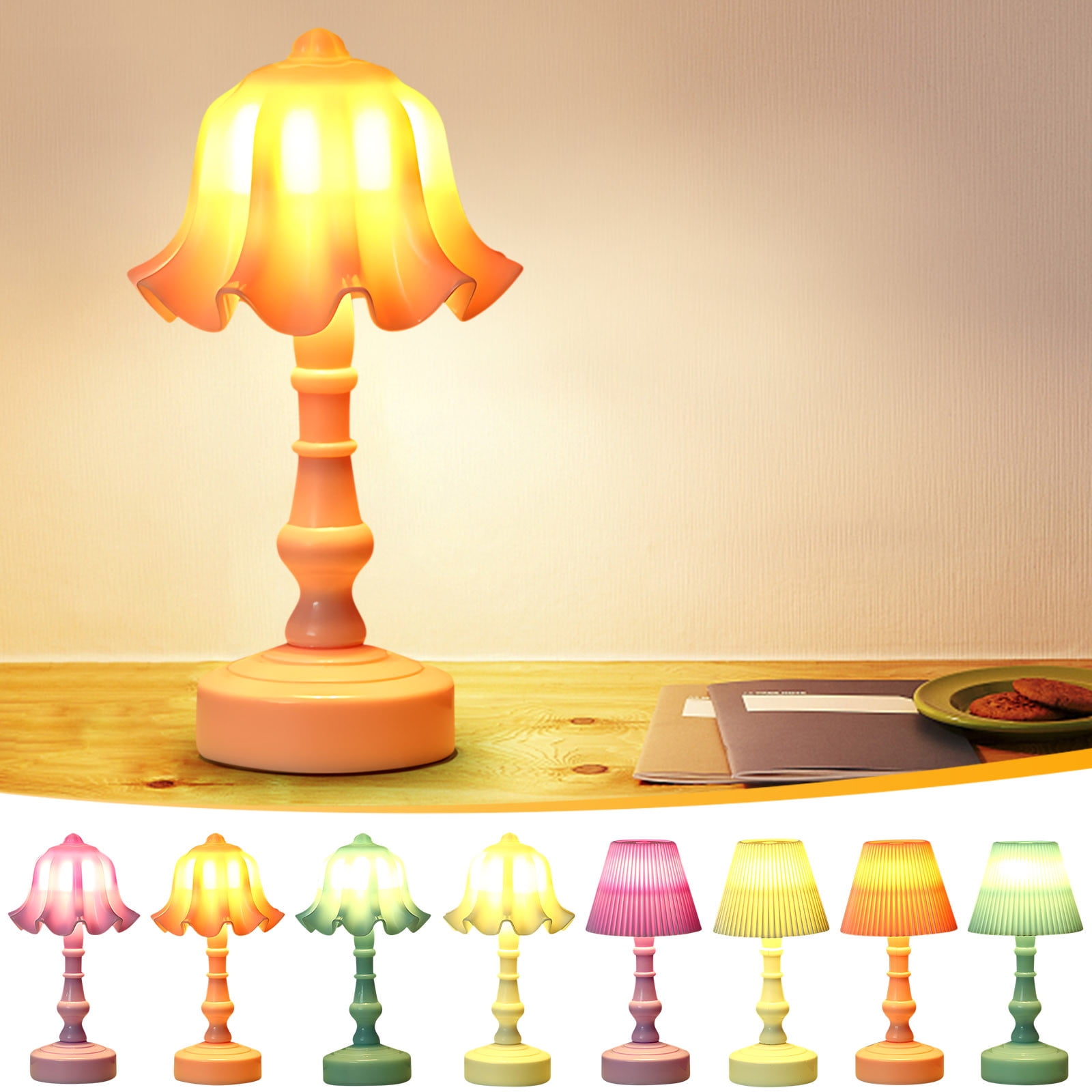 Utoimkio LED Table Lamp with Pleated Shade Flower Desk Light for Bedroom Living Room (Pink, 12 in) cut2k