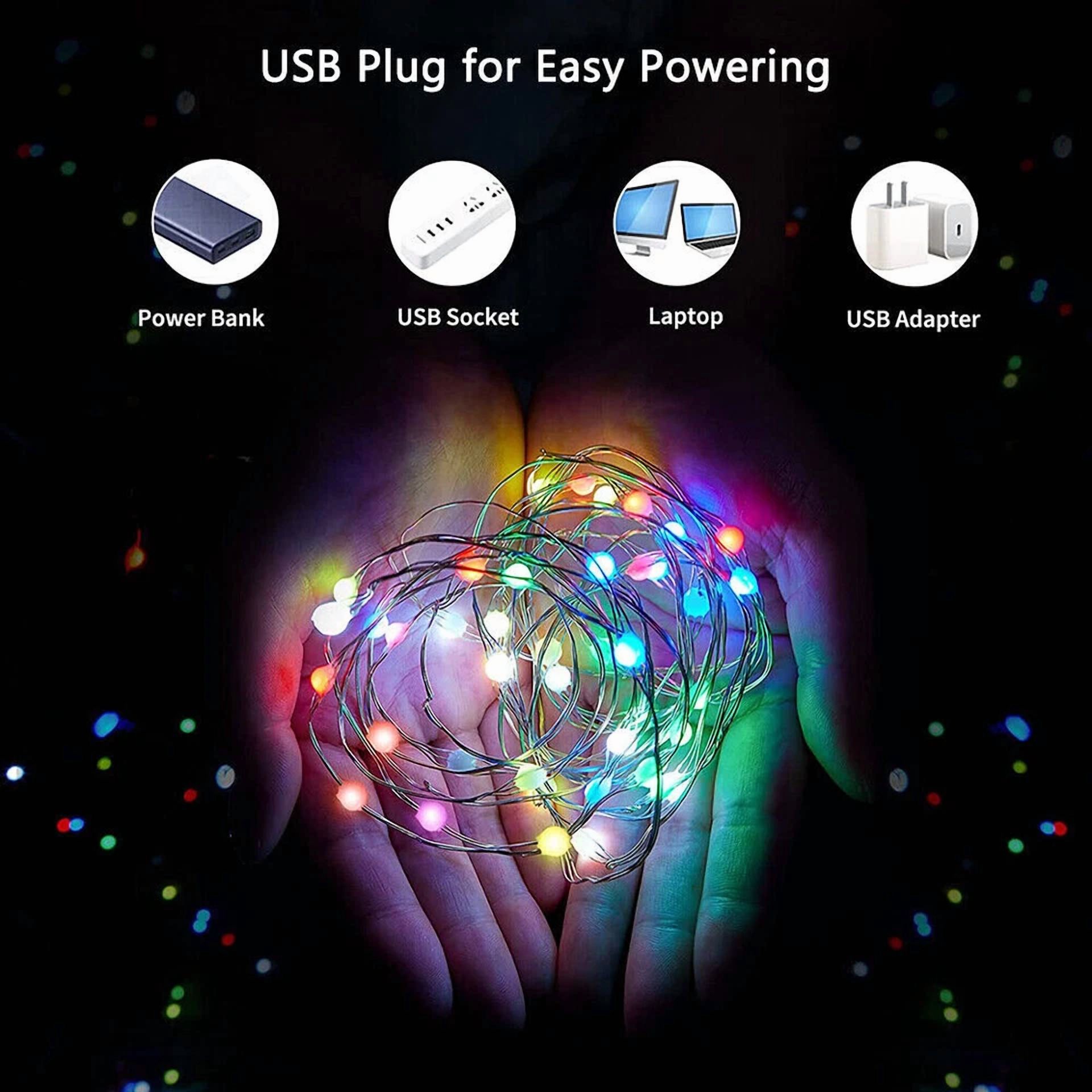 VAULT LED Strip String Fairy Lights Remote Control Color Changing RGB (Multi-Color, 33 ft) 4ebcf