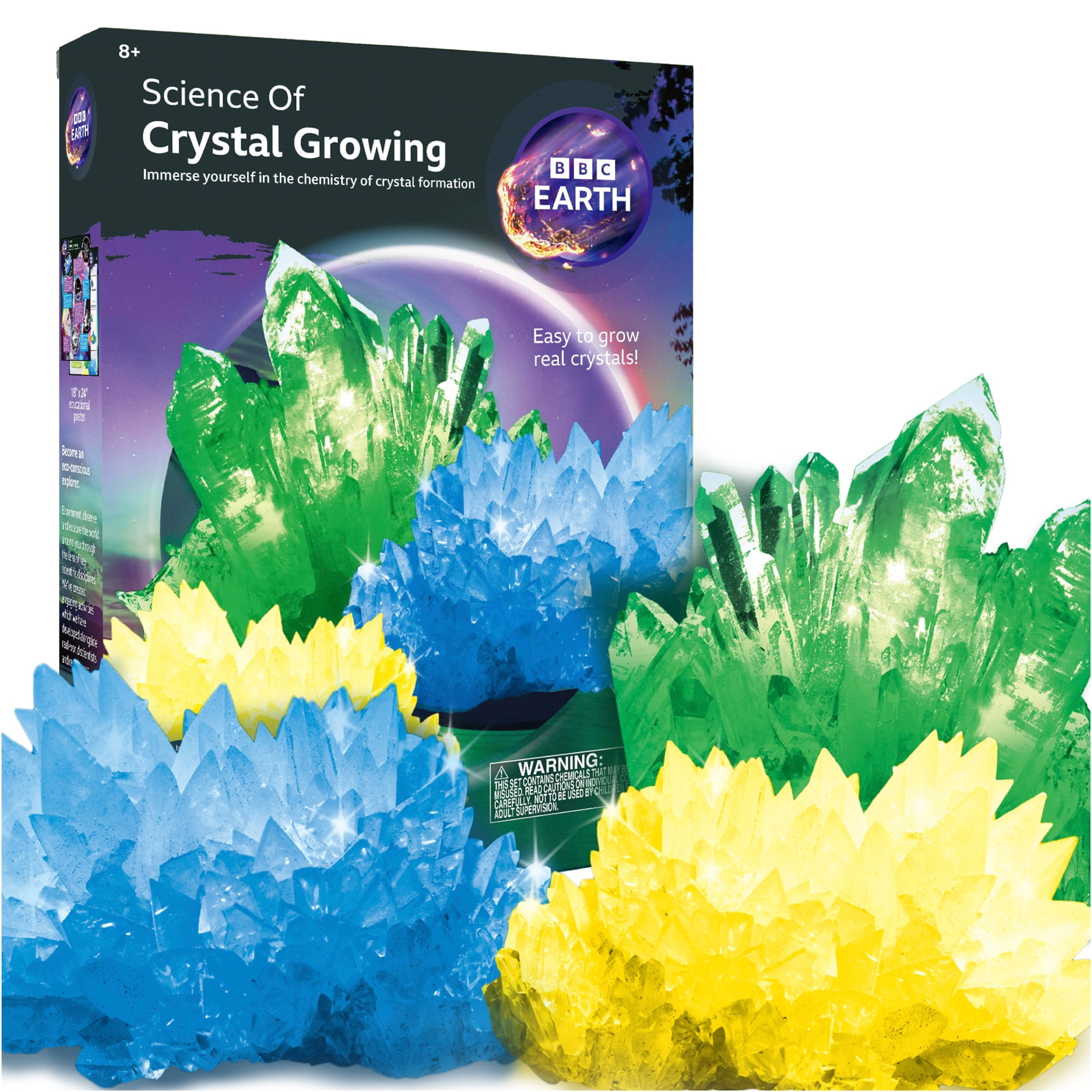 BBC Earth Science Crystal Growing Kit, STEM Chemistry Experiment Set for Kids and Teens (Multi-Color, 3-Pack) gqnwt