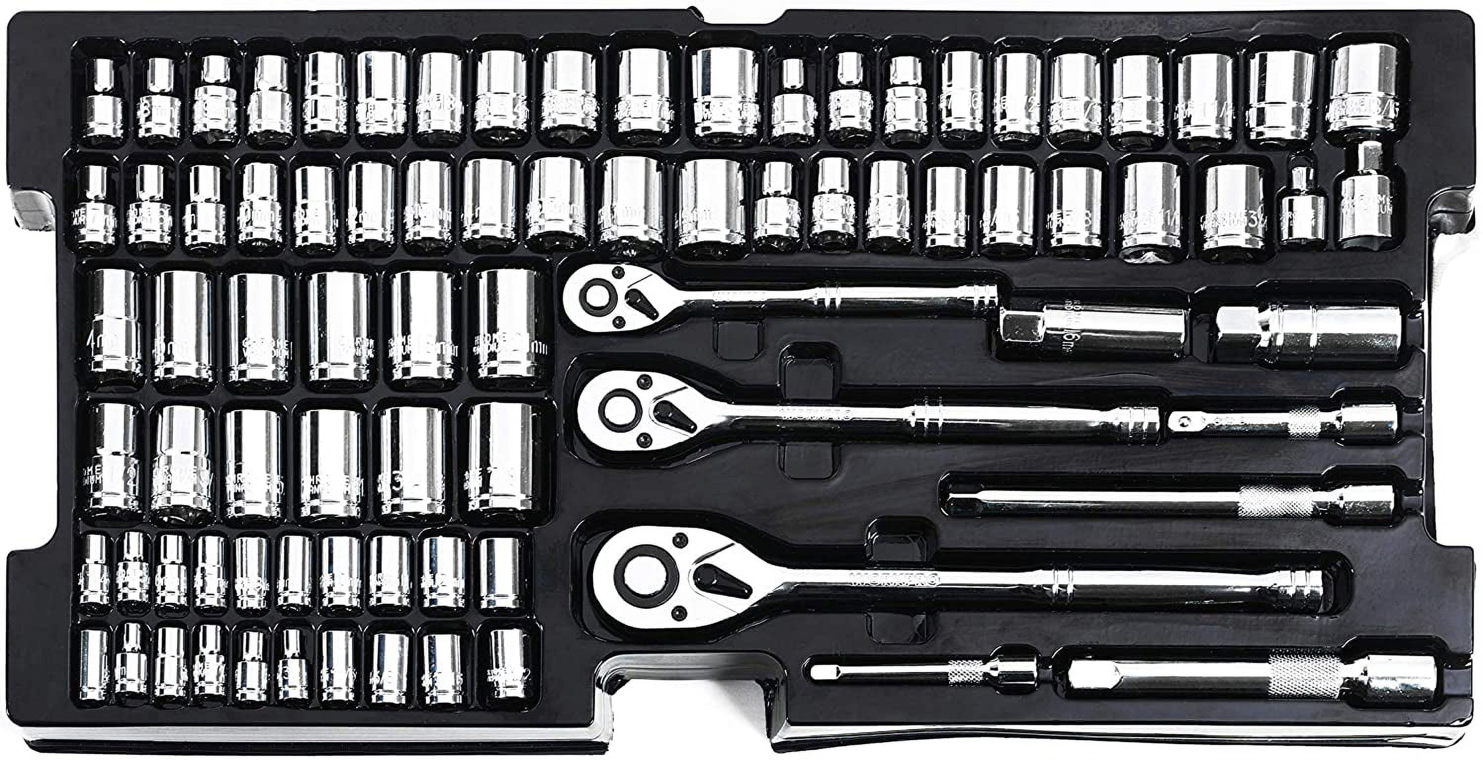 WORKPRO 408-Piece Mechanics Tool Set, Heavy-Duty Household Repair Kit with 3-Drawer Metal Storage Box (408-Piece) 8ornf