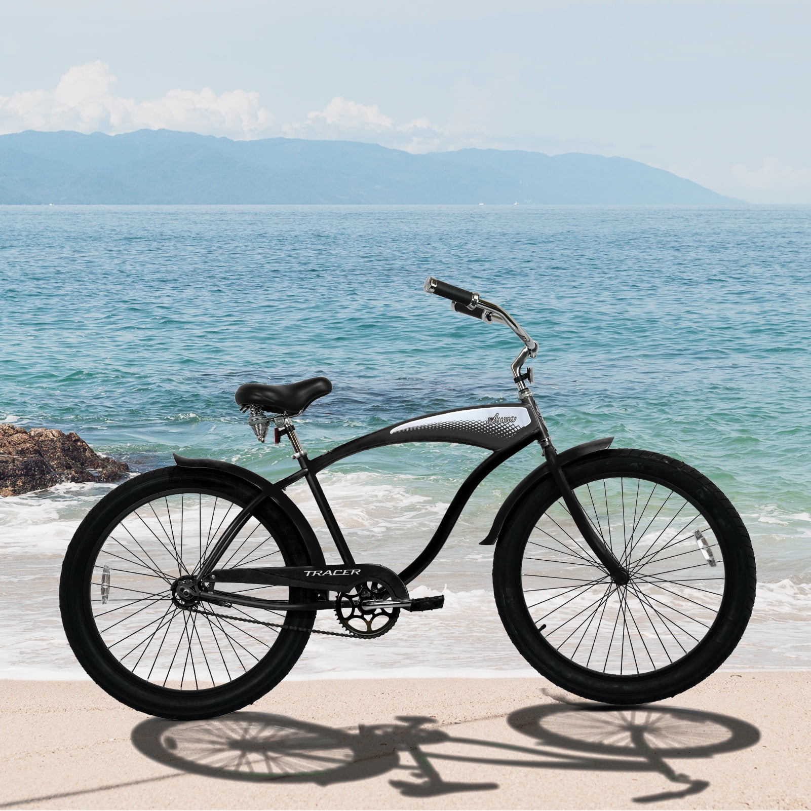 Tracer Avera Beach Cruiser Bike (Matte Black, 26 in Wheel) mztxb