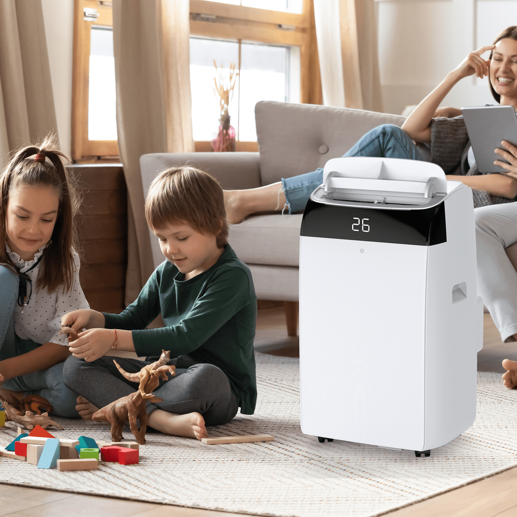 GOGRANT 12000 BTU Portable Air Conditioner, 3-in-1 Cooling Dehumidifier and Fan for Rooms up to 550 sq ft (White) o96uh