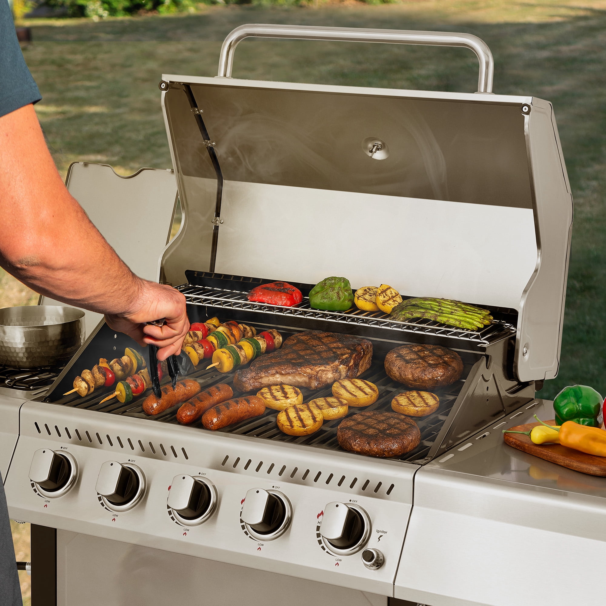 Royal Gourmet GA5401T 5-Burner Liquid Propane Gas Grill with Side Burner (Silver, 632 sq. in.) 8cci9
