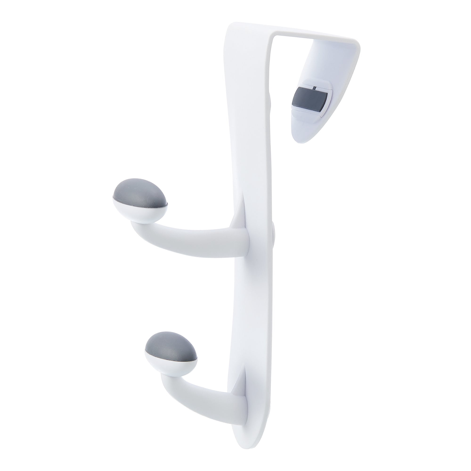 Mainstays Over the Door Rubber Grip Hooks for Closet and Bathroom Storage (White, 2 Pack) l9uys