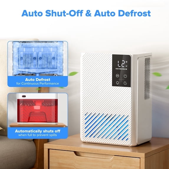 LHRIVER Electric Dehumidifier for Home, Quiet Sleep Mode with 7-Color LED Light (White, 67 oz) mlzwq