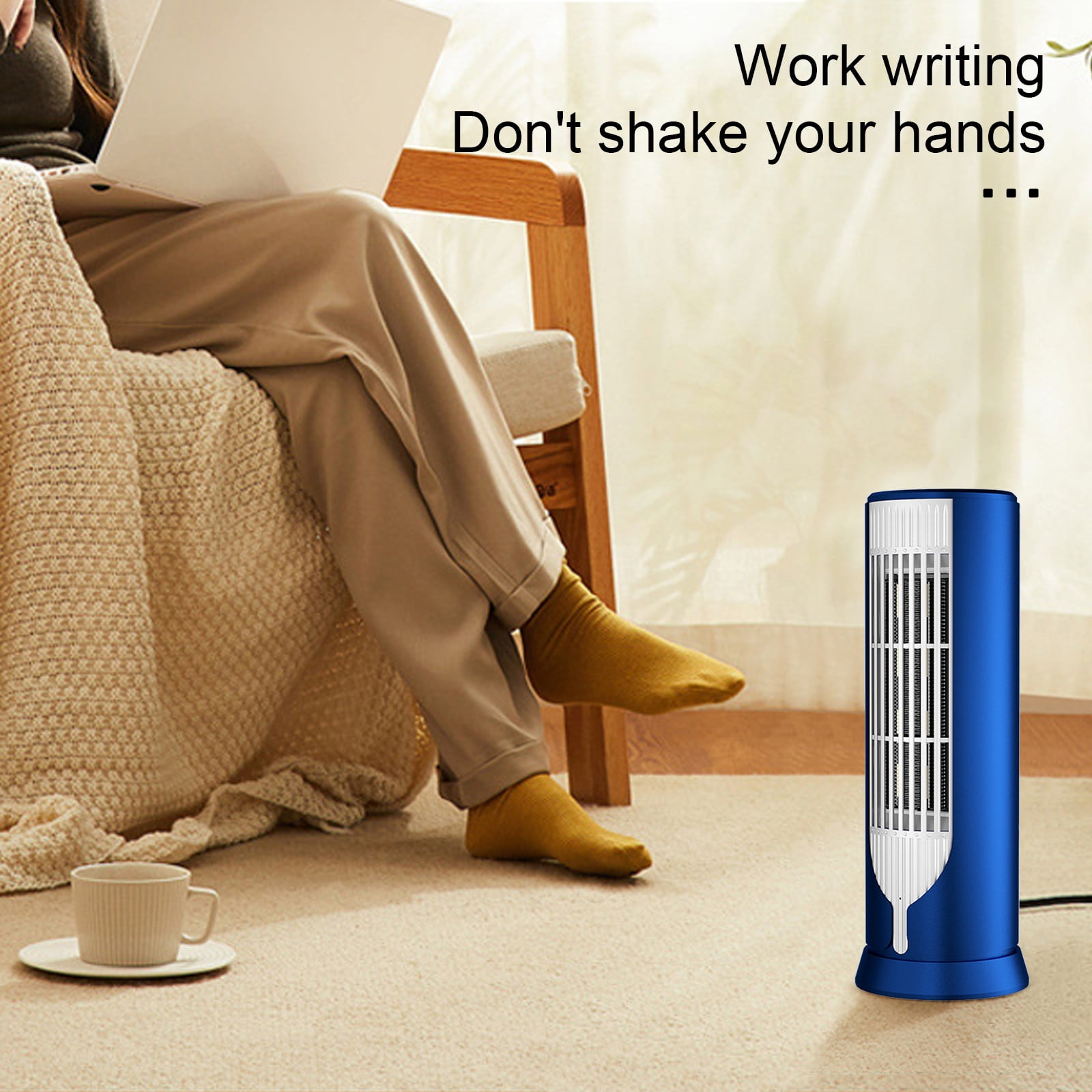 Wovilon Portable Electric Space Heater, Personal Desktop Heating Fan with Overheat Protection (Blue, 1 Unit) pn3ur