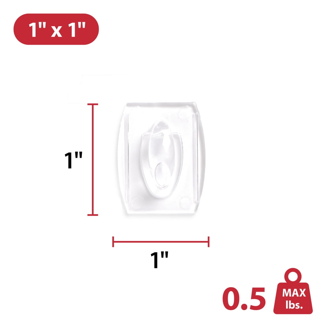 Hyper Tough Mini Removable Self-Adhesive Hooks, Damage-Free Wall Mount for Home Organization (Clear, 18 Pack, 0.5 lb Capacity) wko4u