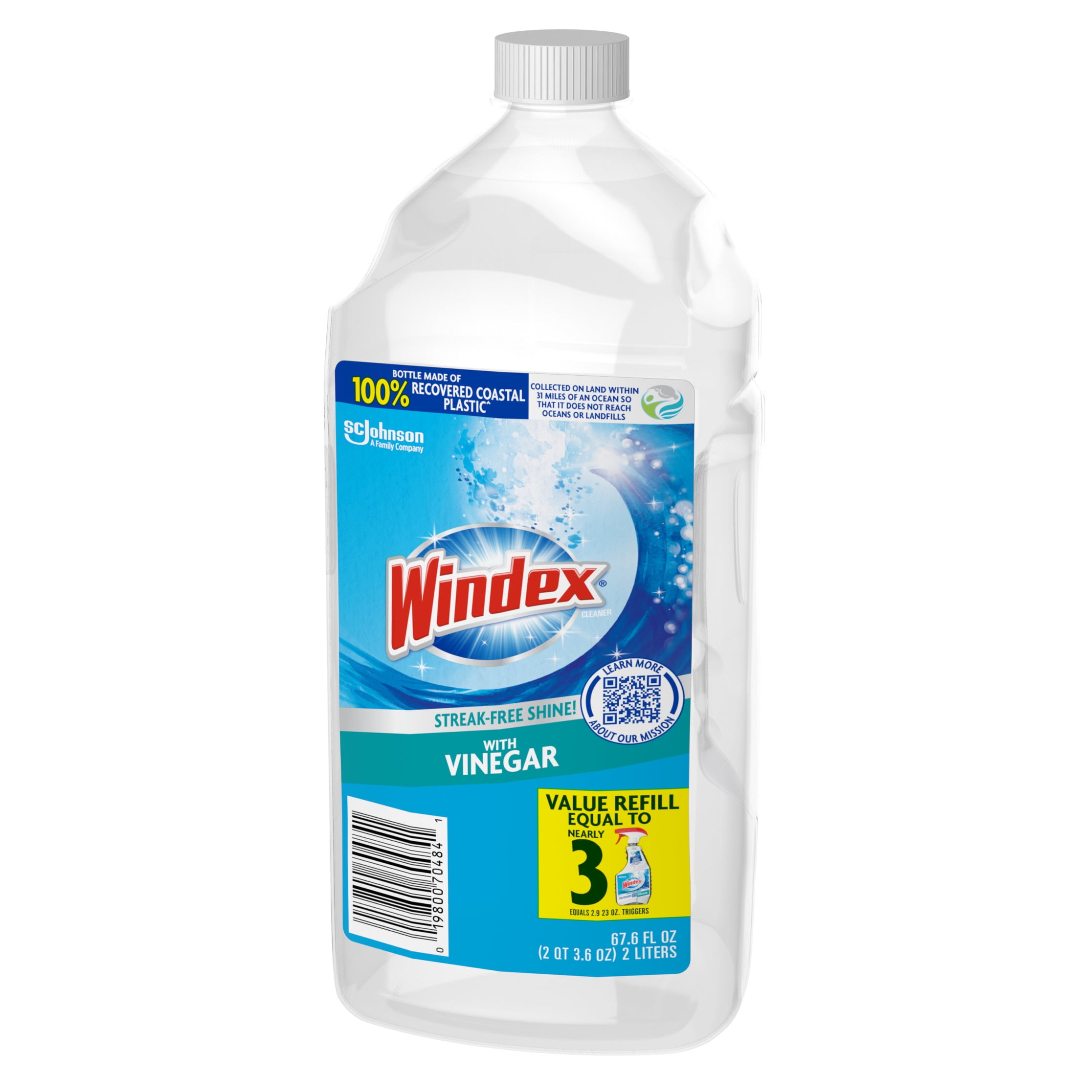 Windex Vinegar Glass and Window Cleaner, Streak-Free Shine, Refill (67.6 fl oz) s6fdt
