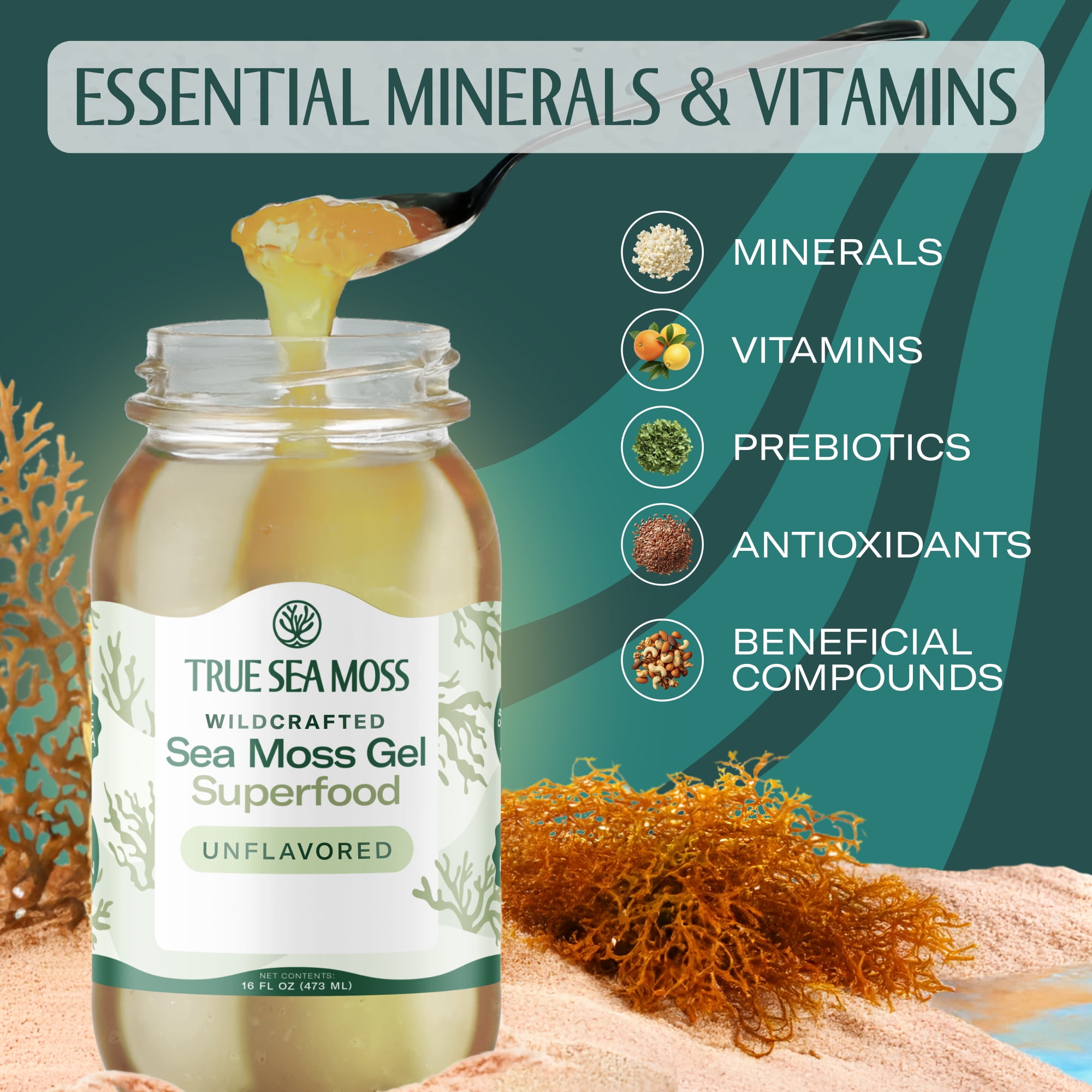 TrueSeaMoss Wildcrafted Irish Sea Moss Gel (Original, 16 fl oz) zczef