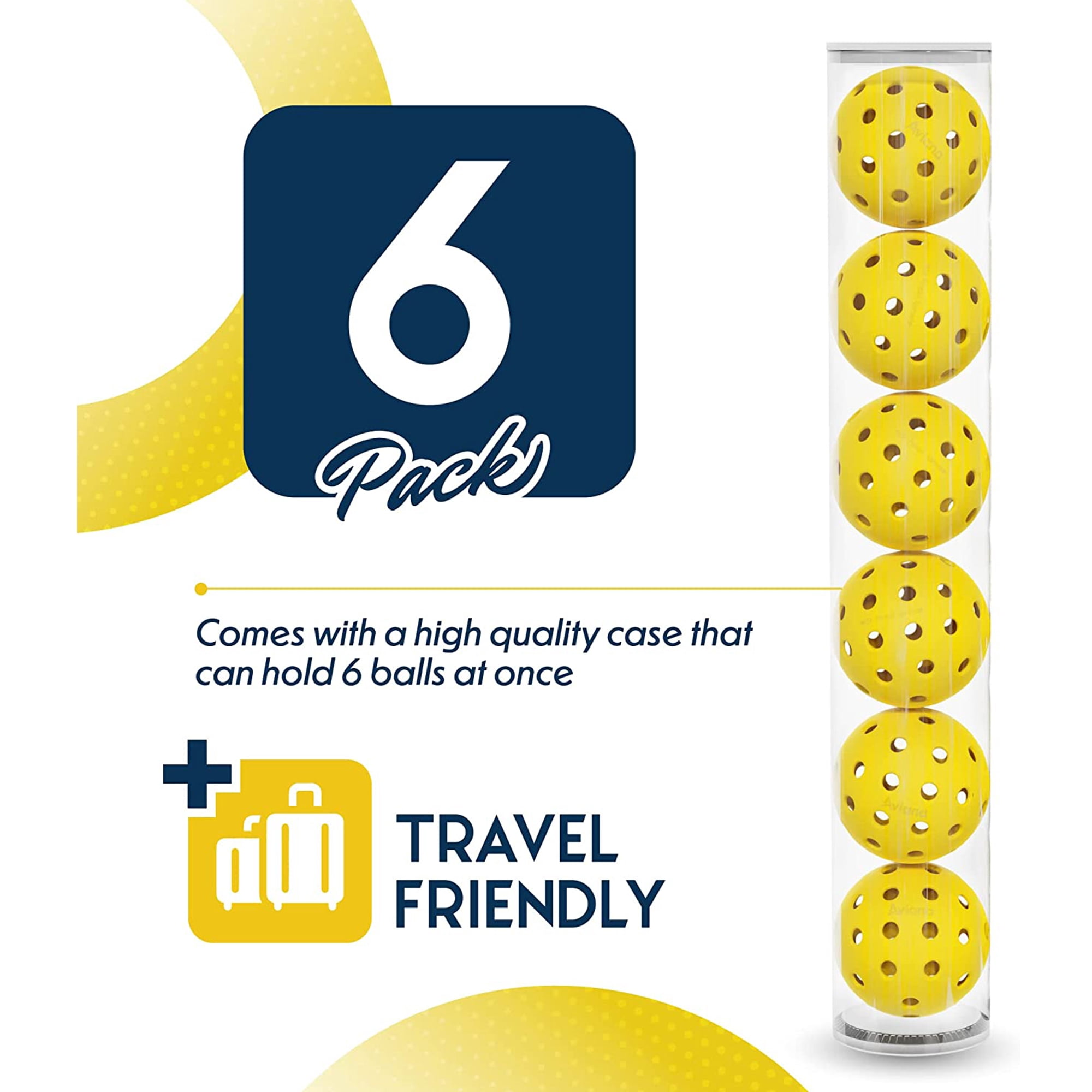 Pro Aviana Outdoor Pickleball Balls Tournament Grade High-Visibility (Yellow, 6-Pack) jikdp