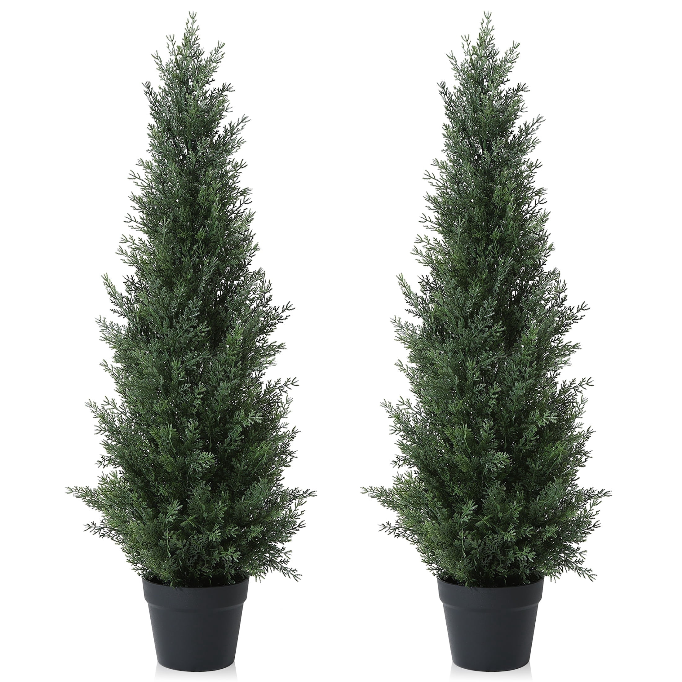 DR.Planzen Artificial Cedar Topiary Tree UV-Resistant Outdoor Potted Plant (Green, 3 ft, 2 Pack) v742q