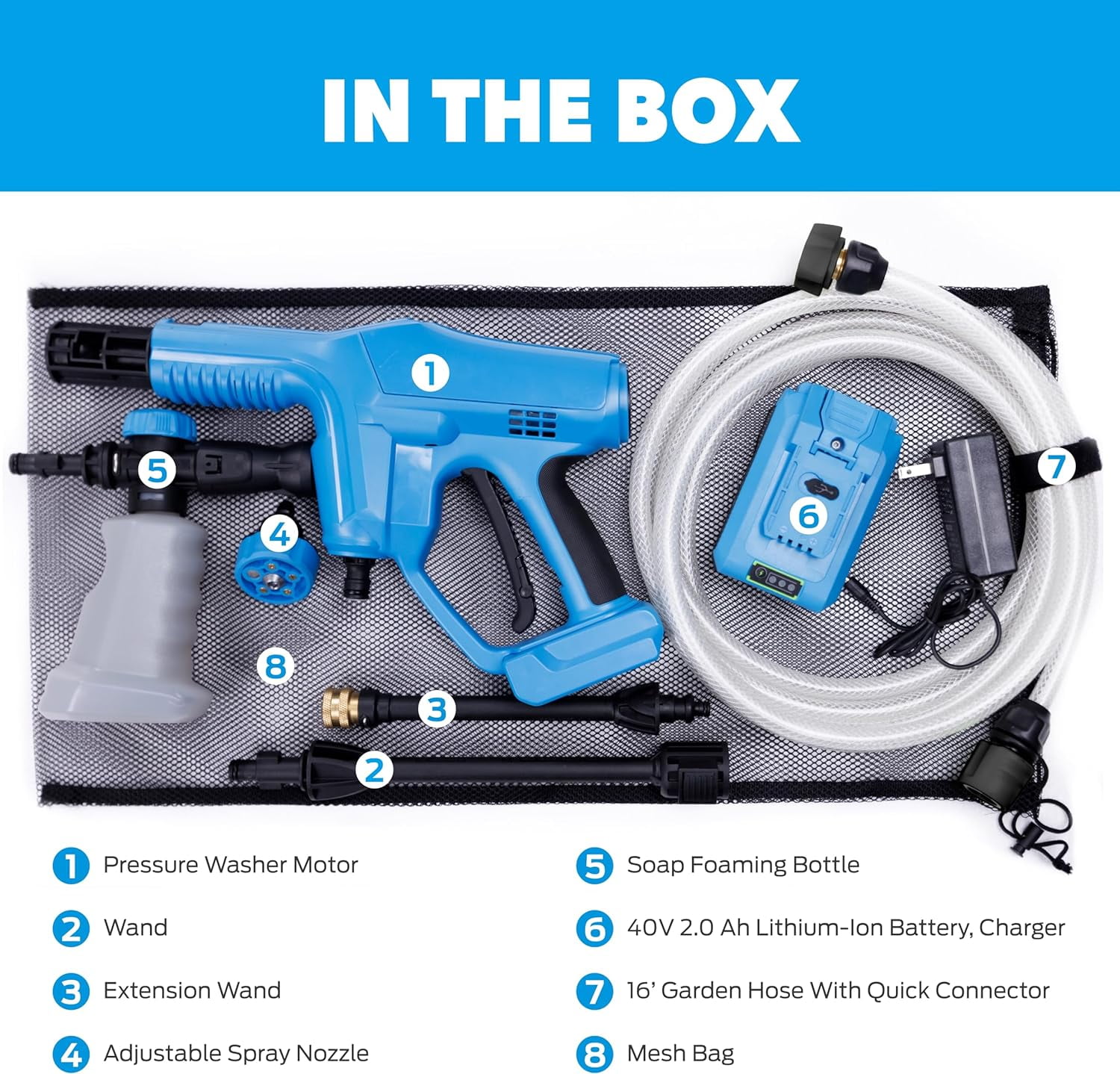 Pulsar 40V Cordless Pressure Washer with 5-in-1 Spray Nozzle (725 PSI, 0.92 GPM) qn3gv