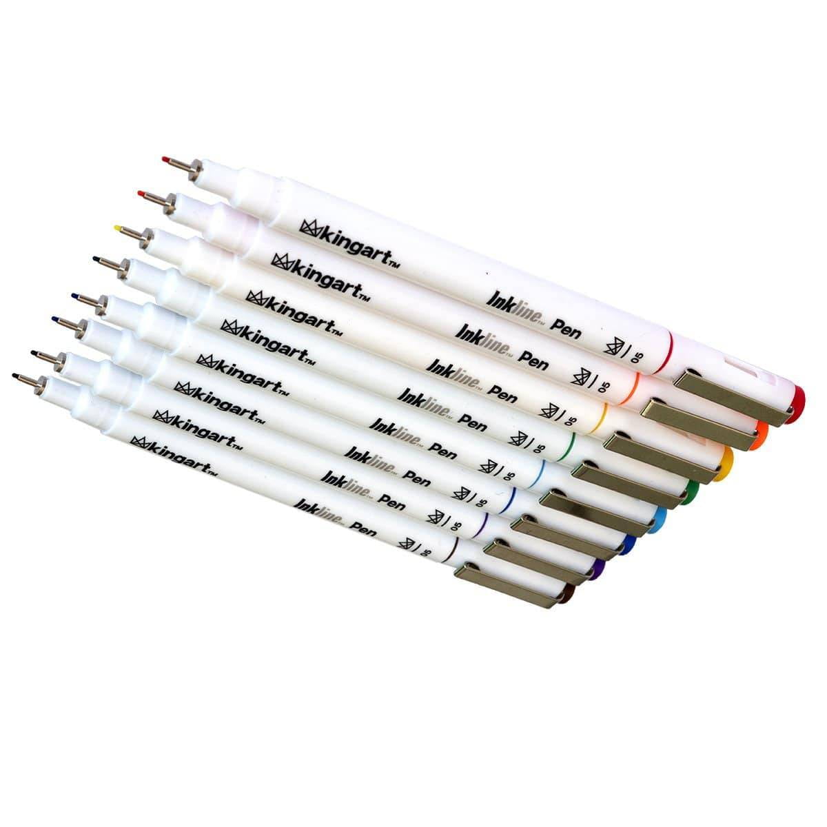 KINGART Inkline Fine Line Art Pens Set (8 Colors, 0.02 in) 8o70r