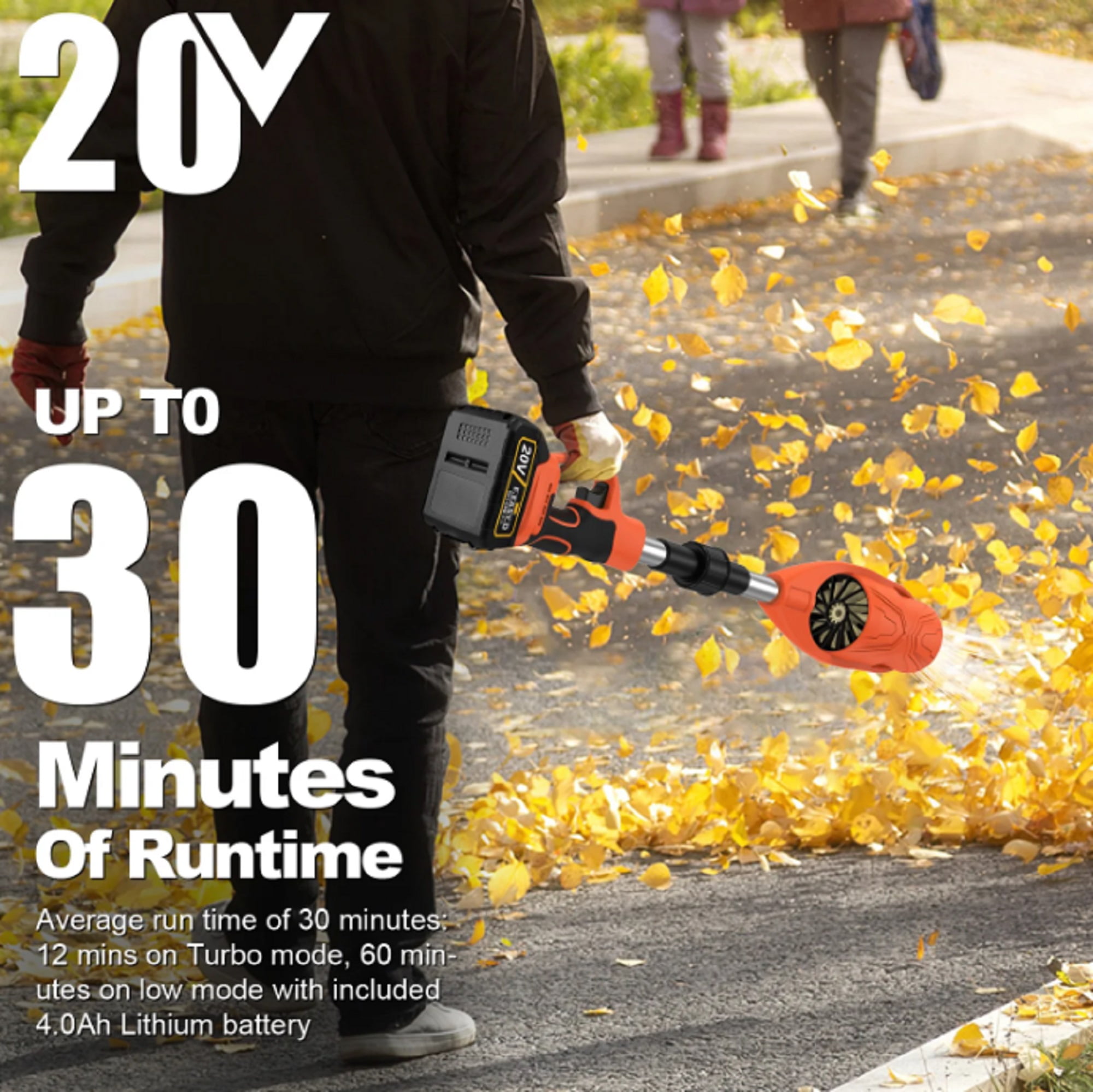 Pecham Cordless Leaf Blower, High-Speed Electric Air Sweeper for Lawn and Garden Maintenance (Orange, 21V) 62zht