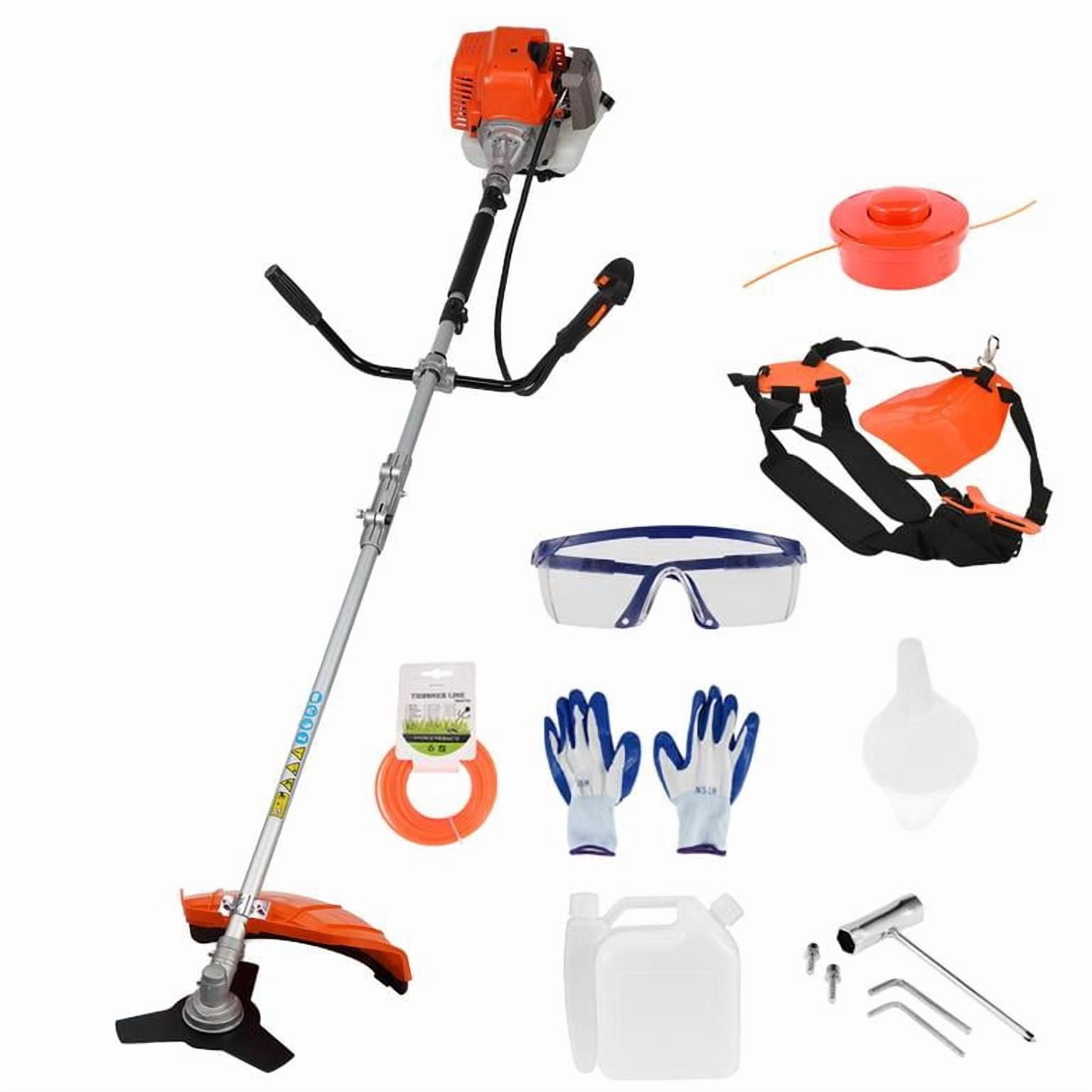 Lweong 52cc 2-Stroke Gas Weed Eater, 2-in-1 Multi-Functional Lawn Mower with Brush Cutter Blade and Trimmer Head (70.87 in) uc9sb