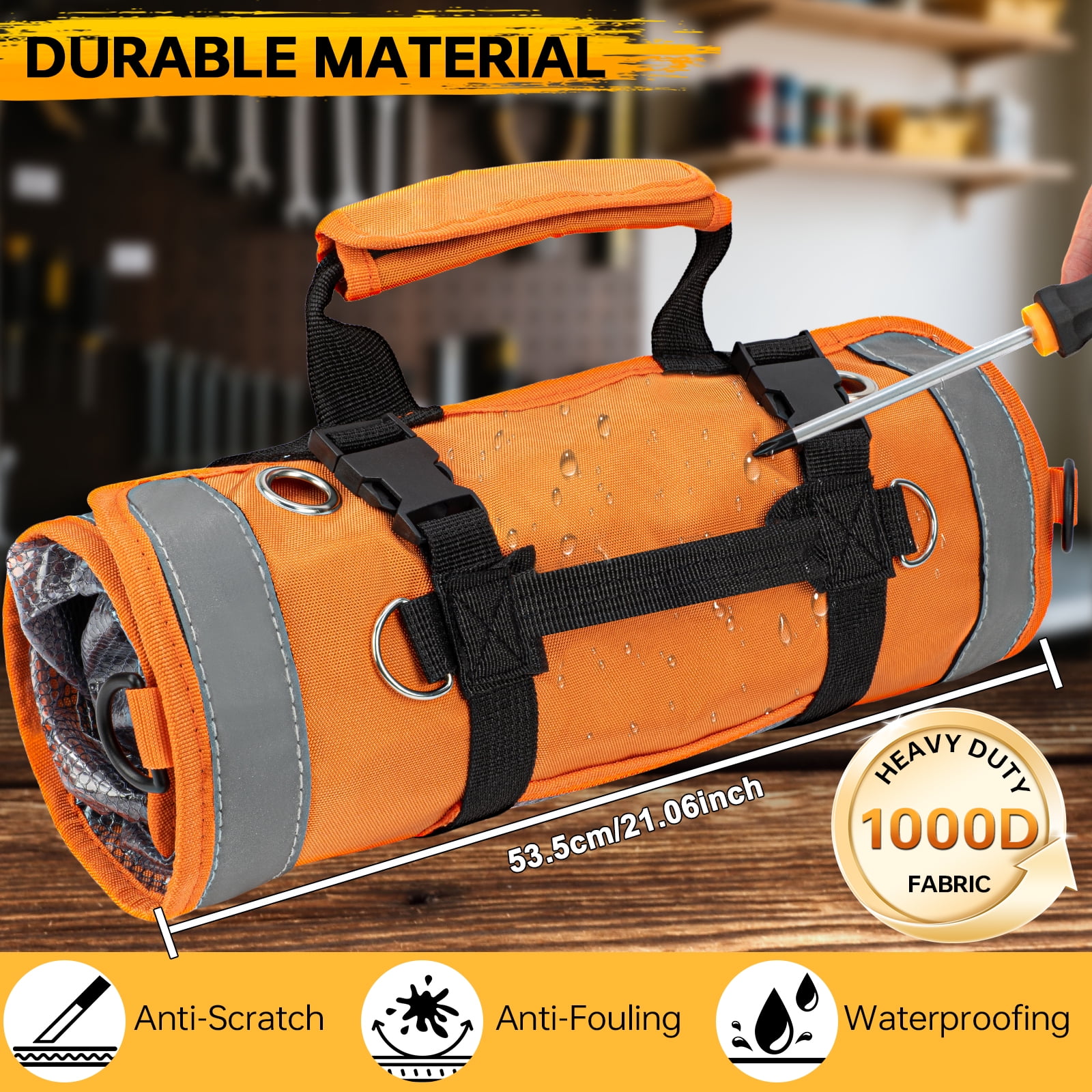 Starwal 18-Piece Home Tool Kit with Roll-Up Storage Bag (Orange, 18-Piece Set) yoi9a