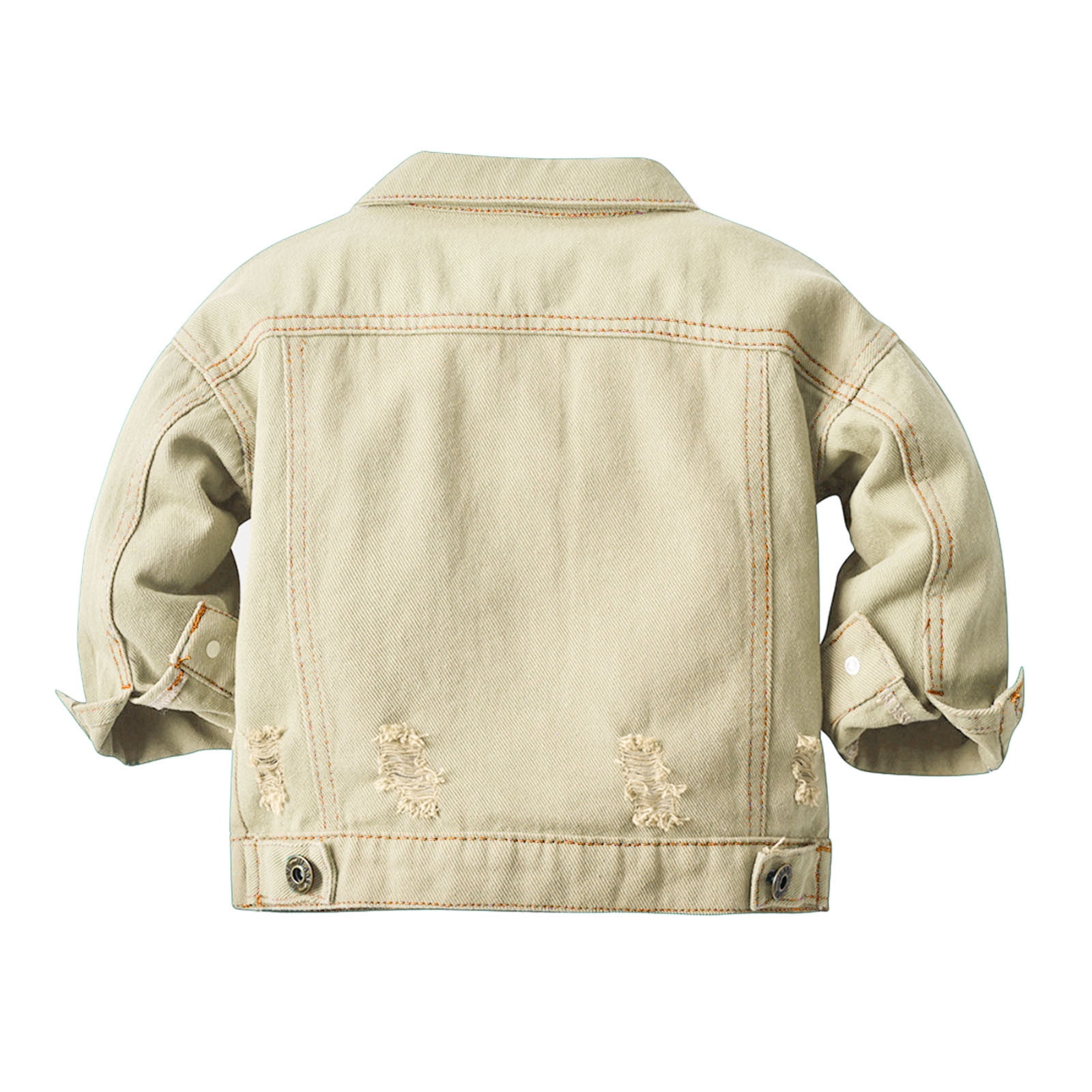 Glisme Girls Denim Jacket Windproof Solid Color Warm Outerwear (Beige, 18-24 Months) bwpga