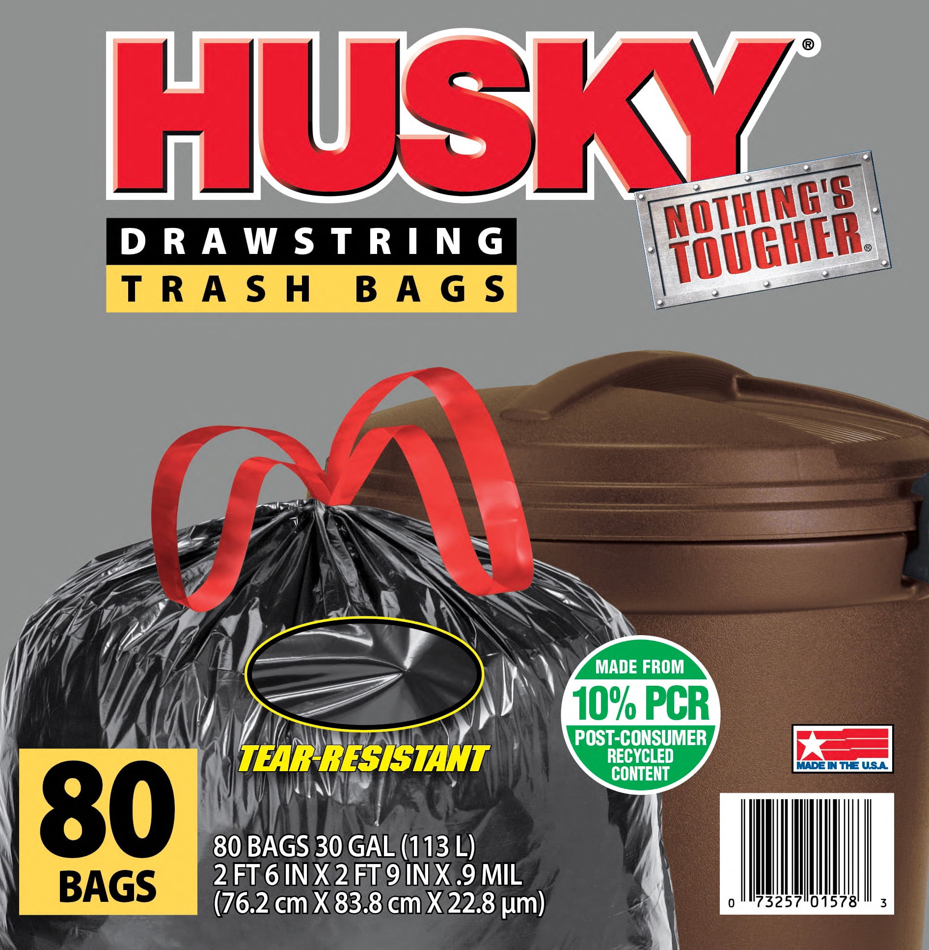Husky Large Trash Bags (Black, 30 Gallon, 80 Count) zre9v