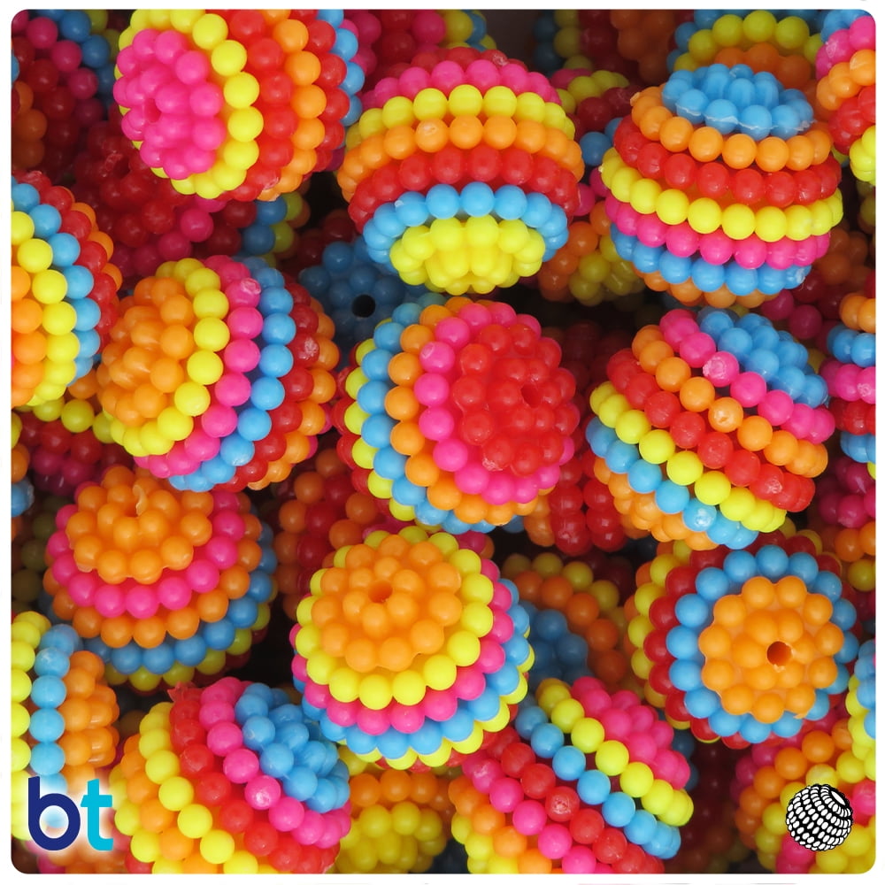 BeadTin Rainbow Opaque Berry Plastic Beads (Multi-Color, 0.79 in, 10-Pack) m2jve