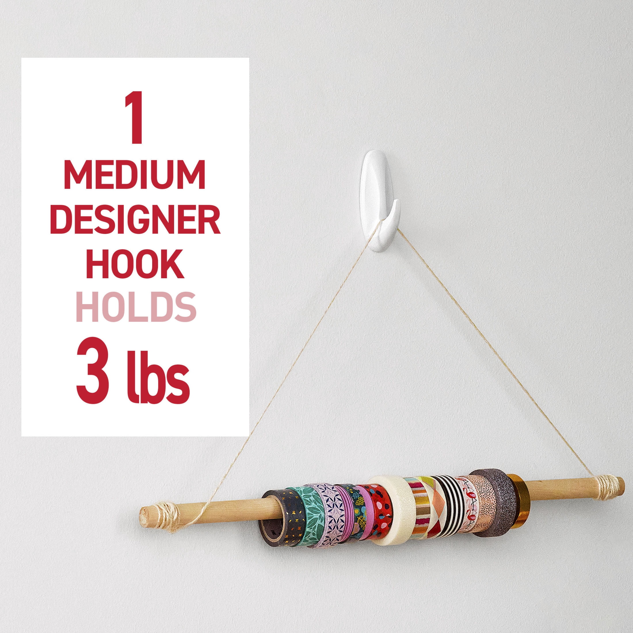 Command General Purpose Wall Hooks, Damage-Free Adhesive Hanging Set (White, 4 Hooks & 8 Strips) 6rp0l