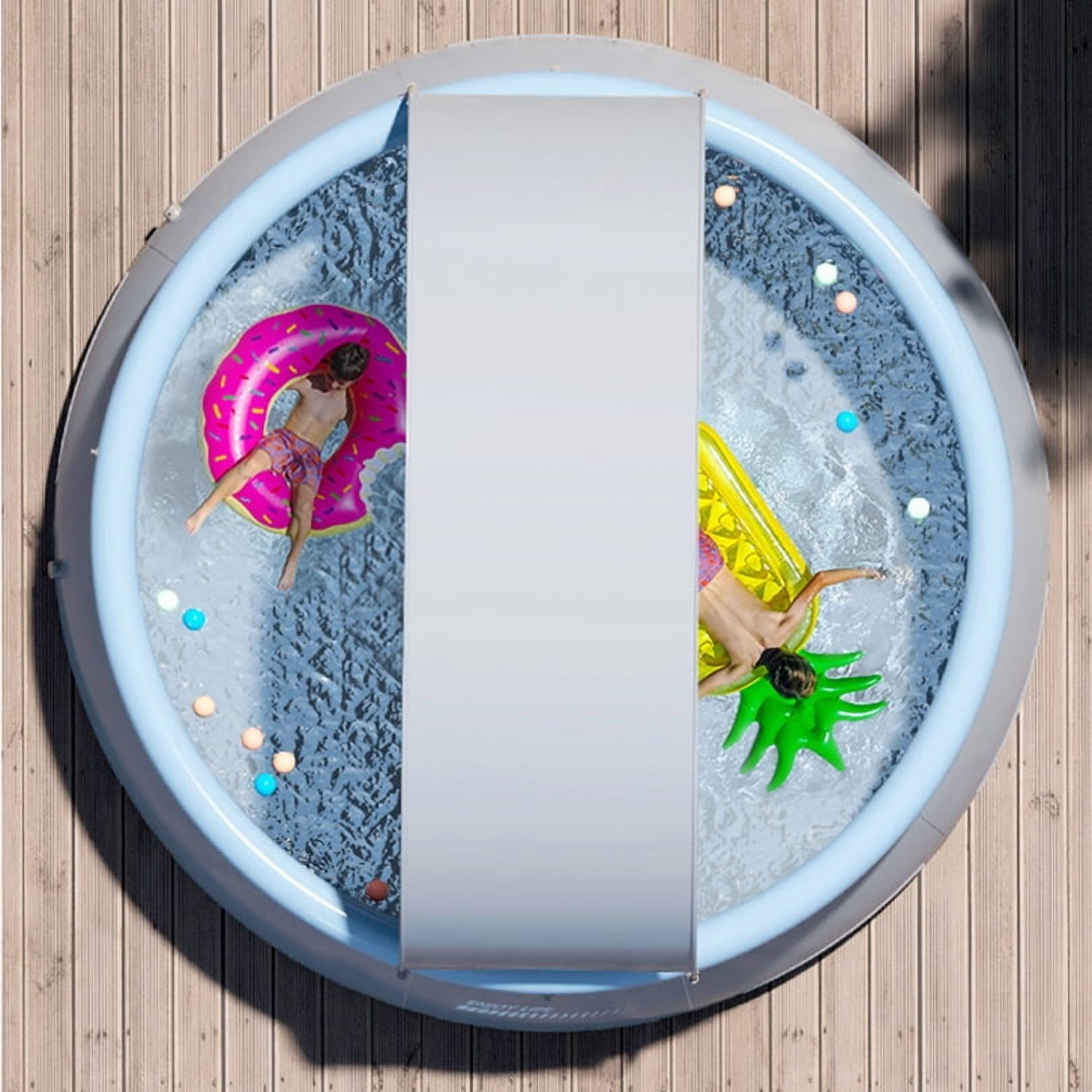 SYNYLIIFE Inflatable Above Ground Swimming Pool, Heavy-Duty 3-Ply PVC Family Pool (Grey, 142 in x 30 in) mdne0