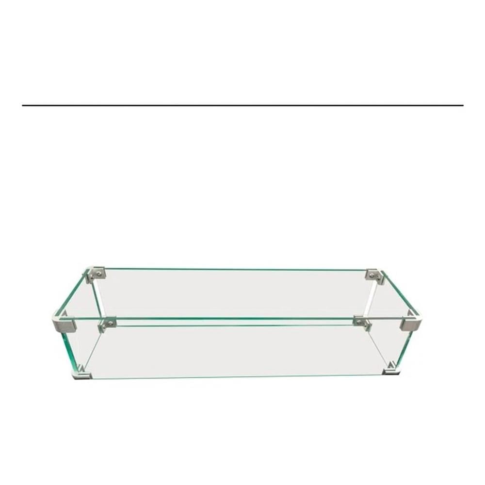 Living Source International Rectangle Fire Pit Flame Guard (Clear, 24 in x 12 in) 5uxg0