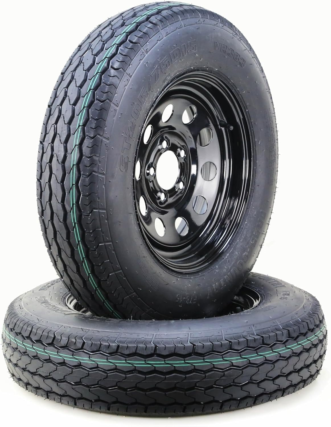 FREE COUNTRY Trailer Tire and Wheel Assembly (ST205/75D15, 6-Ply, 5 Lug on 4.5 in, Set of 2) bsv75