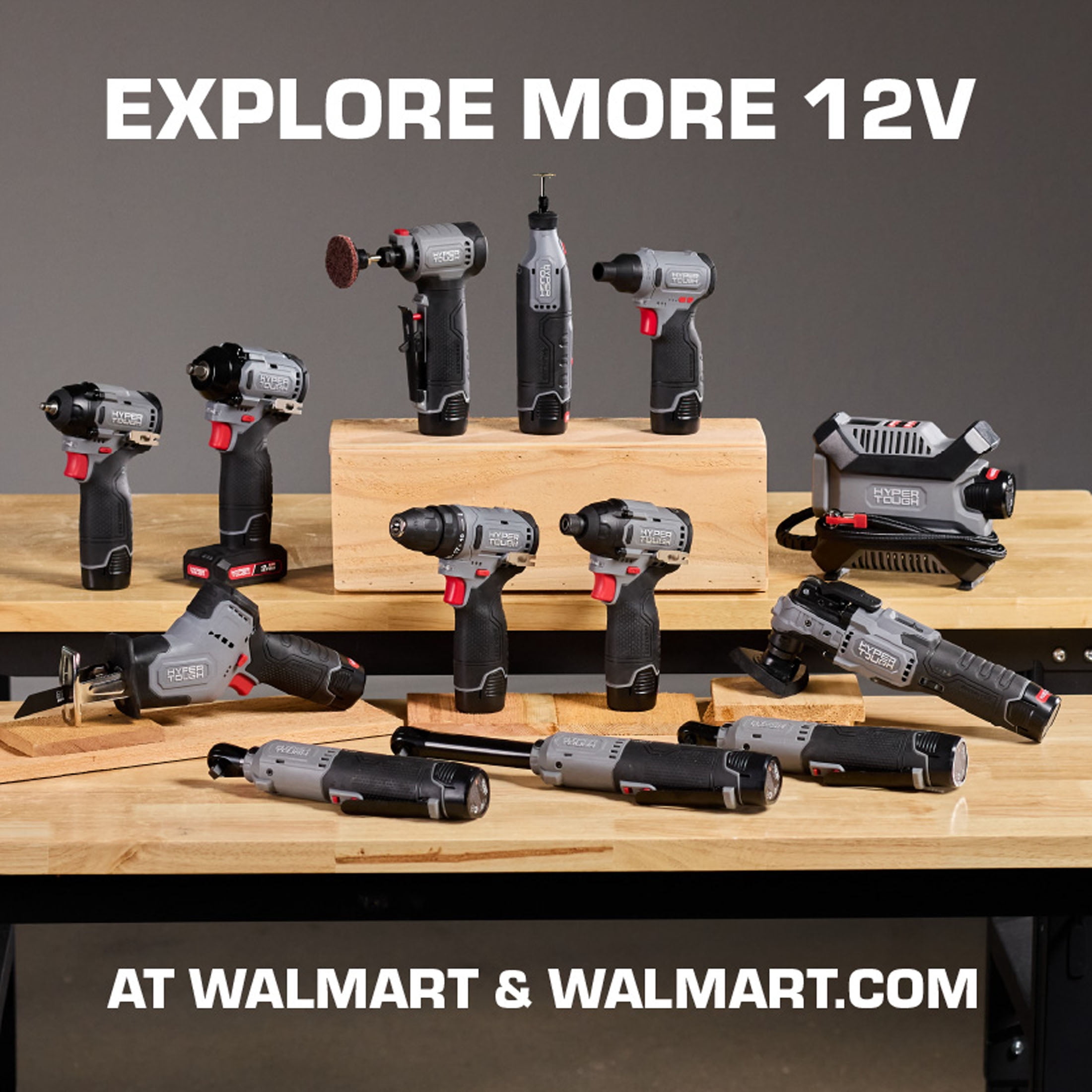 Hyper Tough 12V Brushless Cordless Drill Driver Project Kit (Grey, 50-Piece) vuhc2