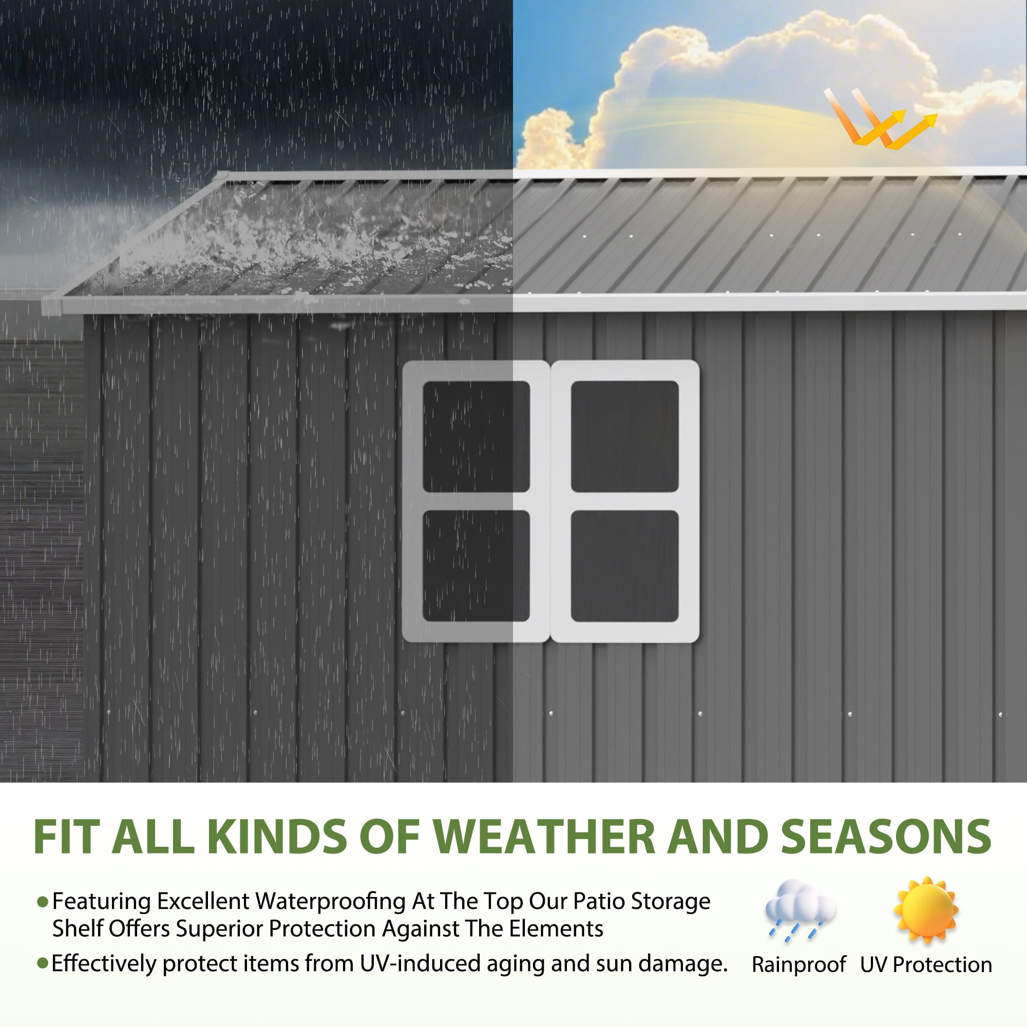 LZBEITEM 12 ft x 10 ft Outdoor Storage Shed with Floor Frame and Window (Gray) 137l9