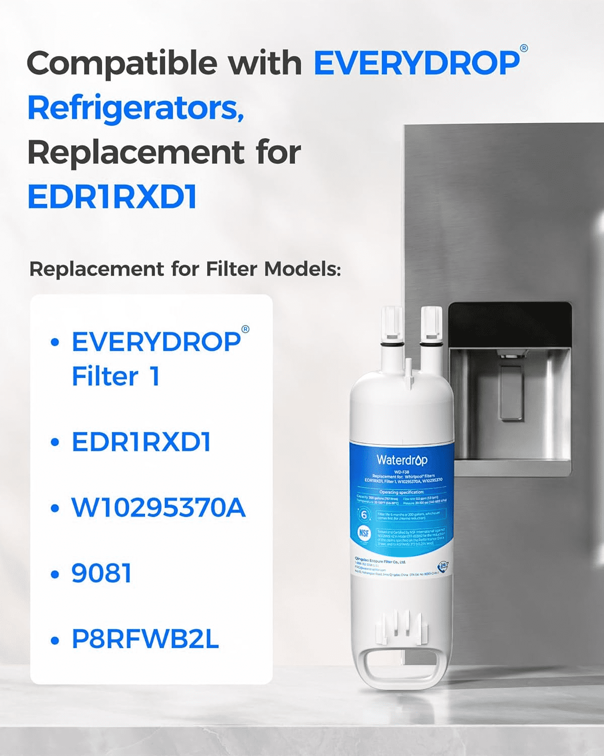 Waterdrop EDR1RXD1 Refrigerator Water Filter Replacement (2 Pack) y1ns1 - Image 9