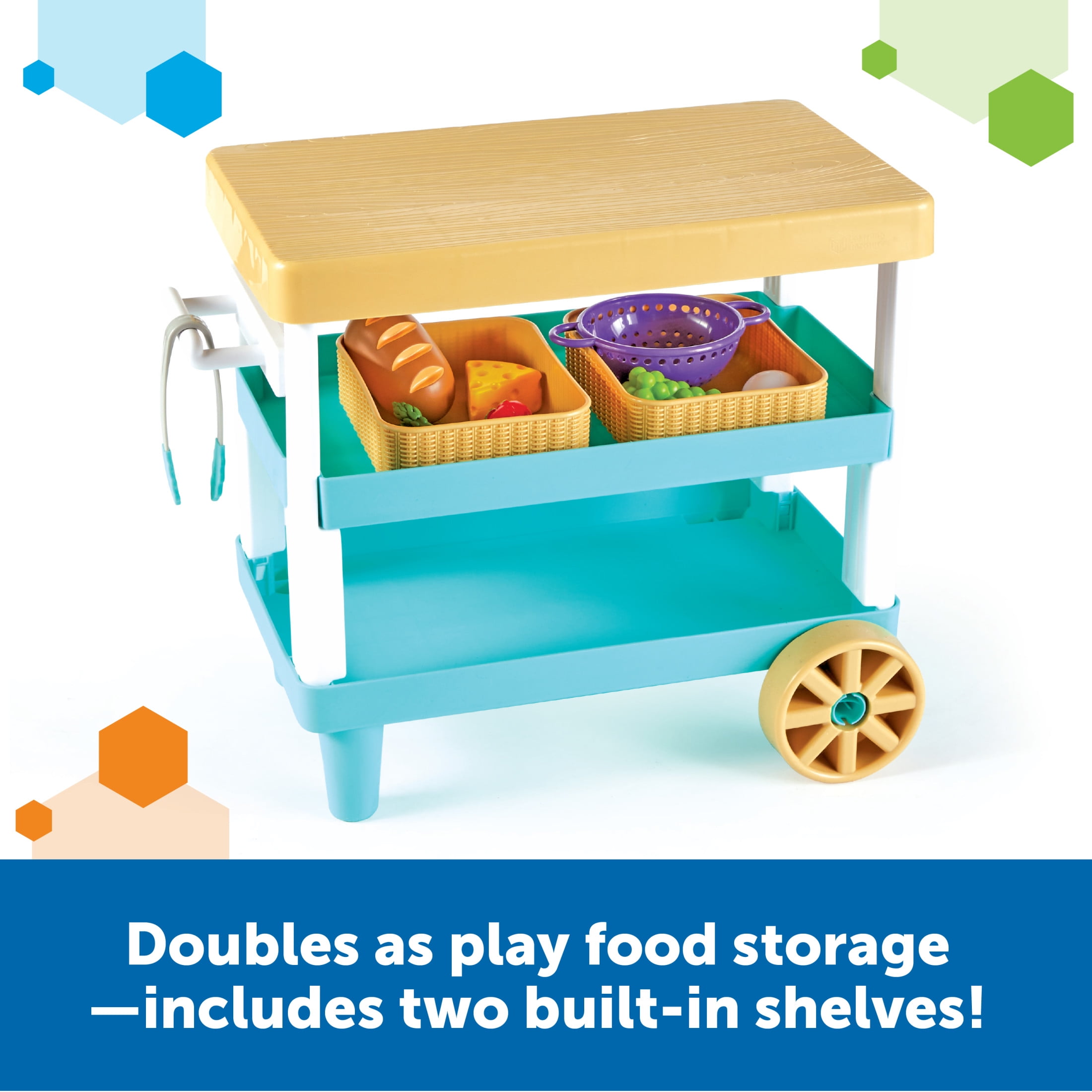 Learning Resources New Sprouts Prep 'n' Store Kitchen Island Play Food Set (Multicolor, 8 Piece Set) zcg7n