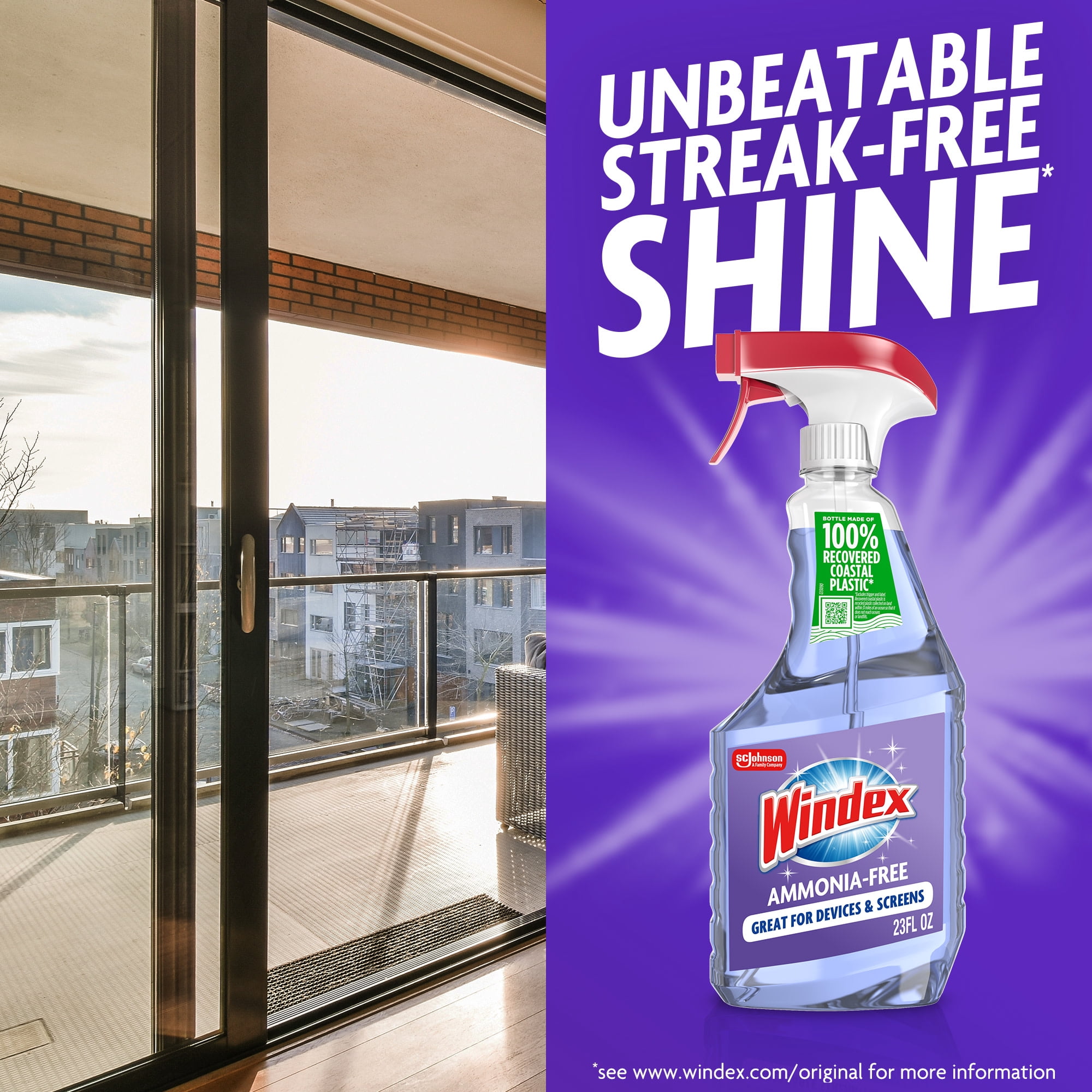 Windex Ammonia-Free Glass and Mirror Cleaner, Streak-Free Shine, Crystal Rain Scent (32 fl oz) jb9hu