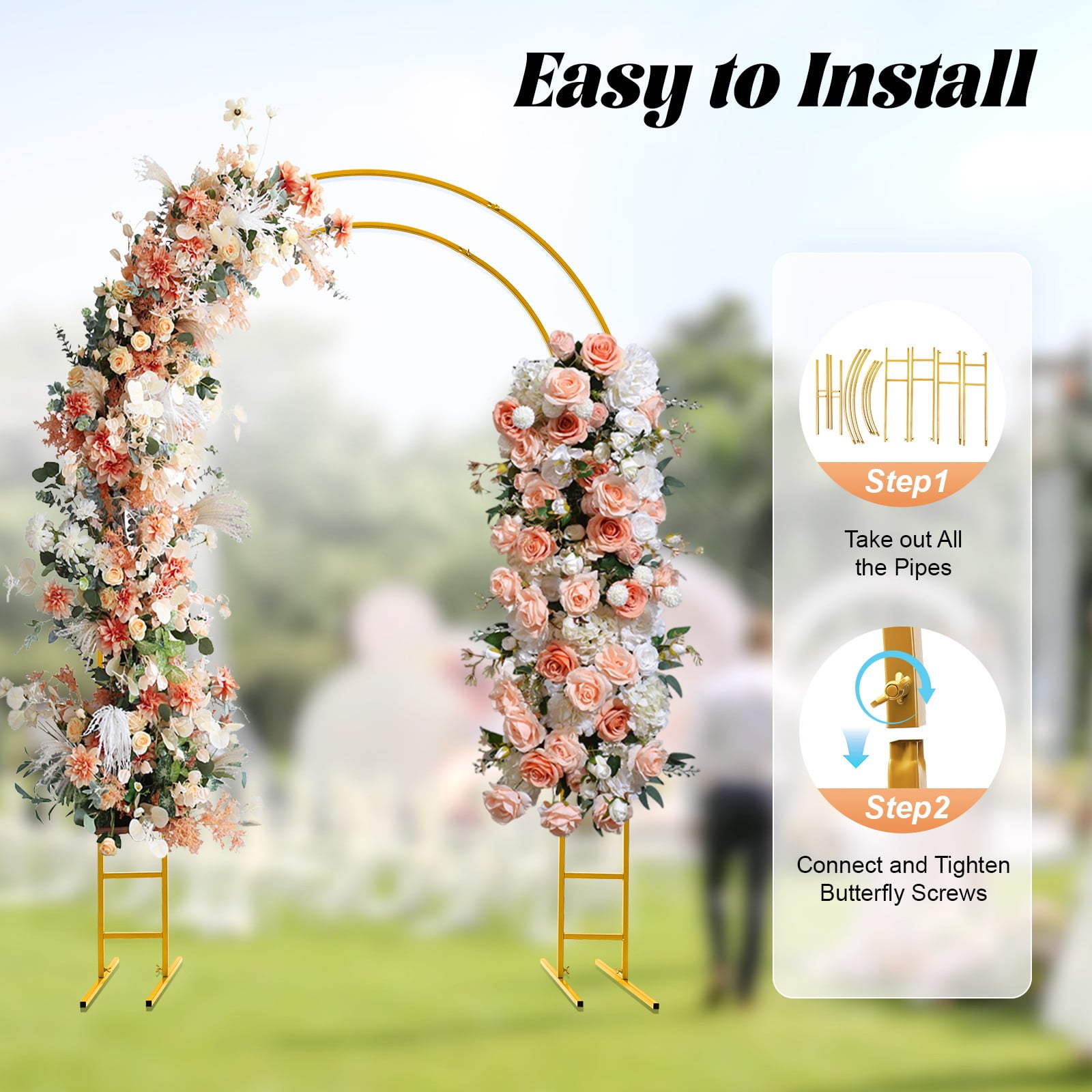 Generic Metal Wedding Arch Stand (Double-Tube, 7.2 ft) 64fpb