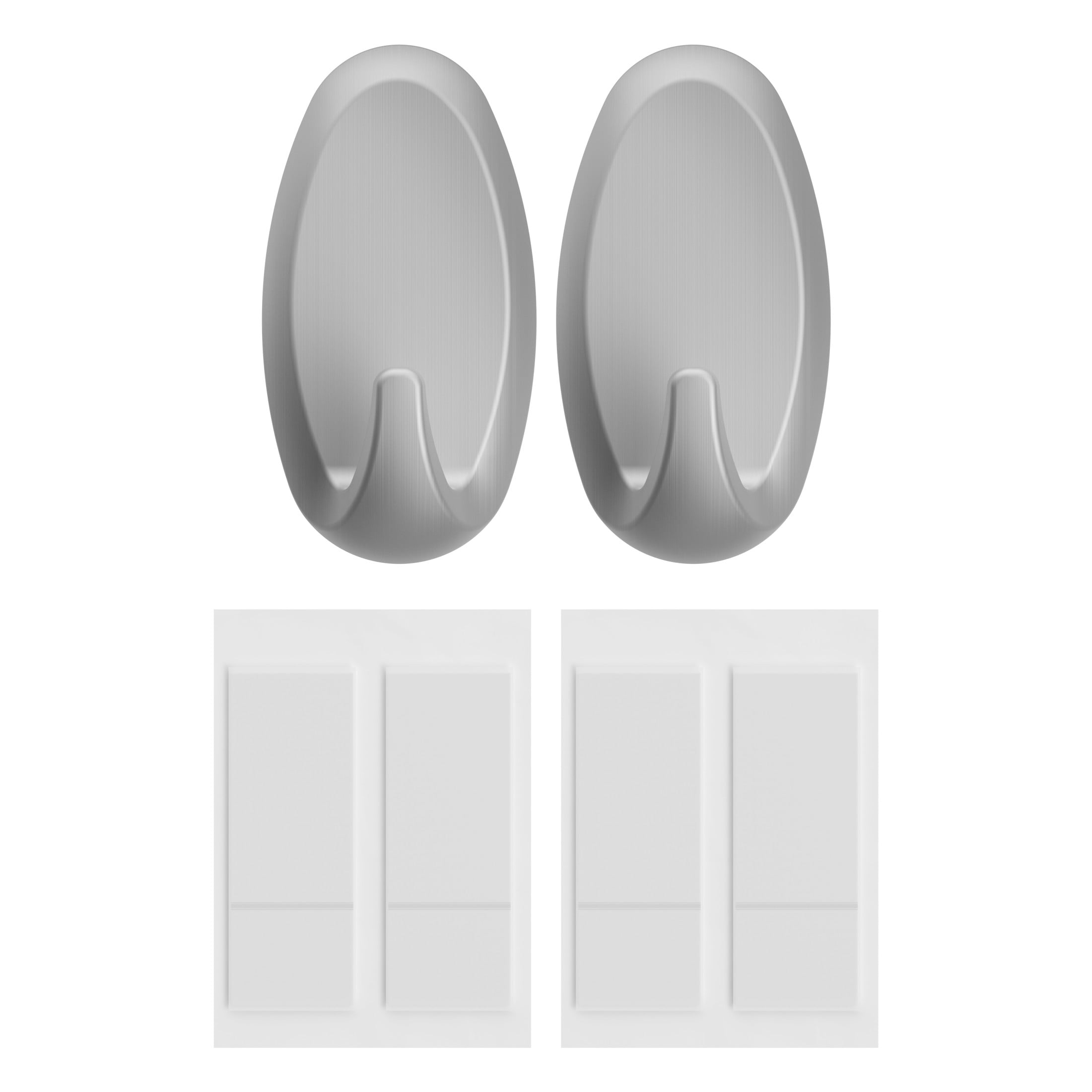 FrogTape reMOVEables Heavy Duty Wall Hooks, Brushed Nickel Finish (2 Hooks, 4 Adhesive Strips) o4xiy