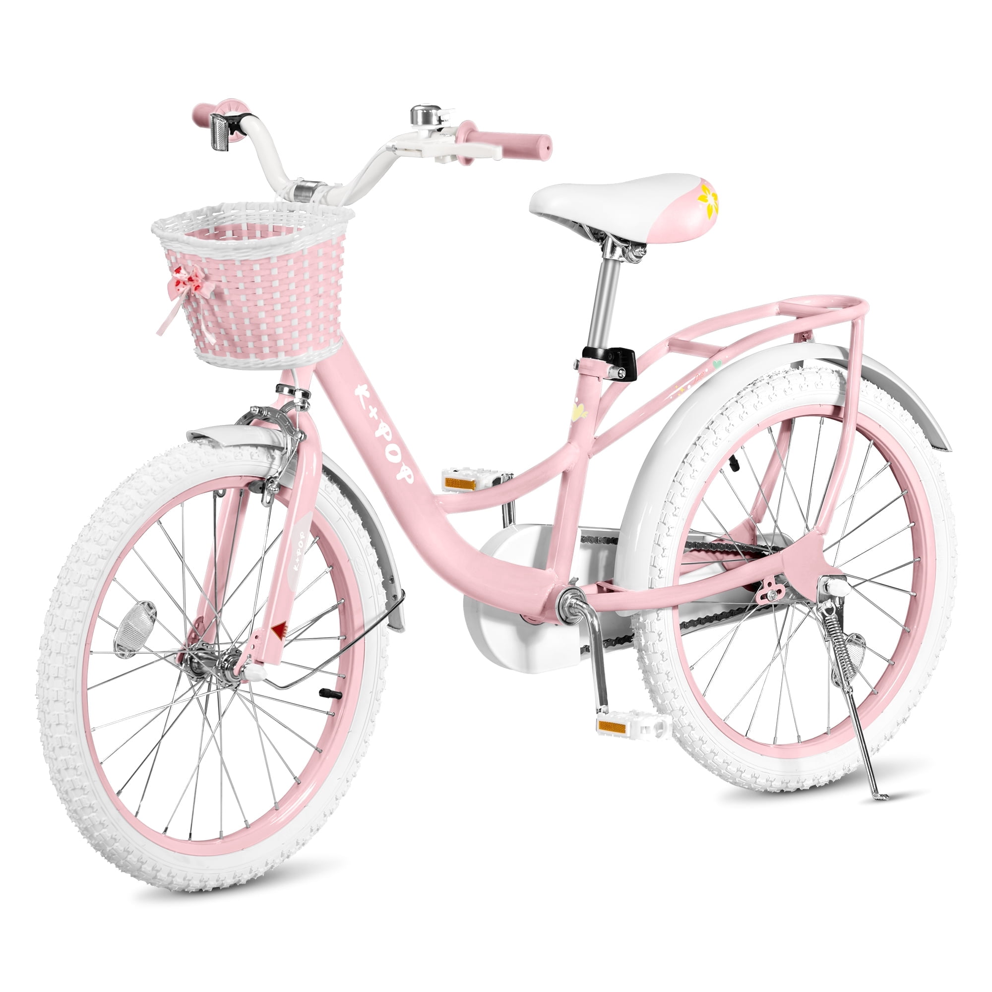Bstjewey 20 Inch Kids Bike for Girls, Durable Carbon Steel Frame with Basket and Adjustable Seat (Pink, 20 in) ady9s