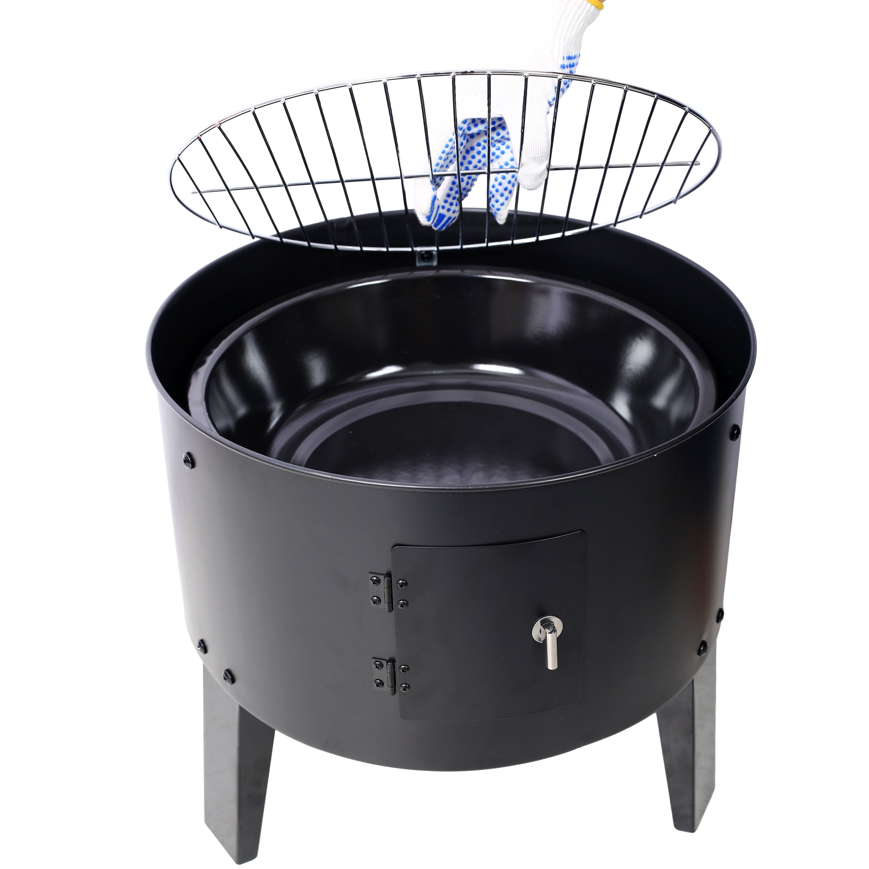 PuppyCheer 16 in Charcoal Smoker Grill, Portable Vertical Wood Smoker for Backyard BBQ (Black, 32.6 in Height) ftcu0