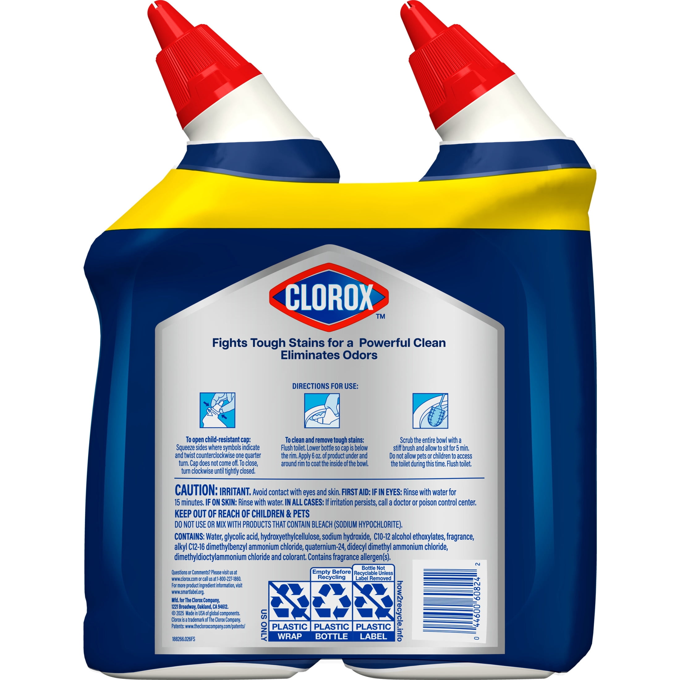 Clorox Toilet Bowl Cleaner Heavy Duty Stain and Ring Remover, Arctic Clean (24 fl oz, Pack of 2) 947l1