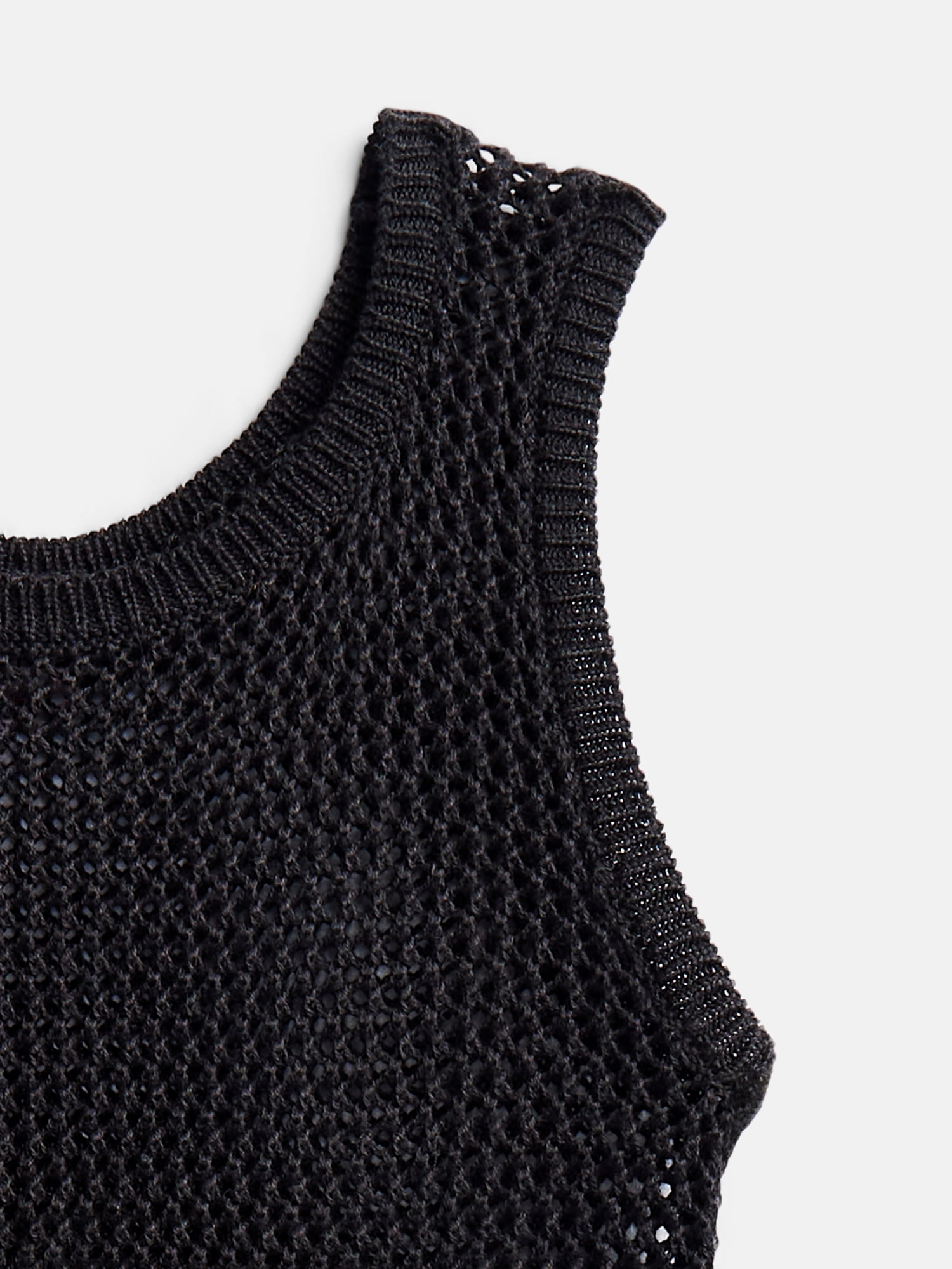 Weekend Academy Girls Mesh Coverup Dress, Lightweight Sleeveless Knit Beachwear (Black, Size 4-18) ghp28