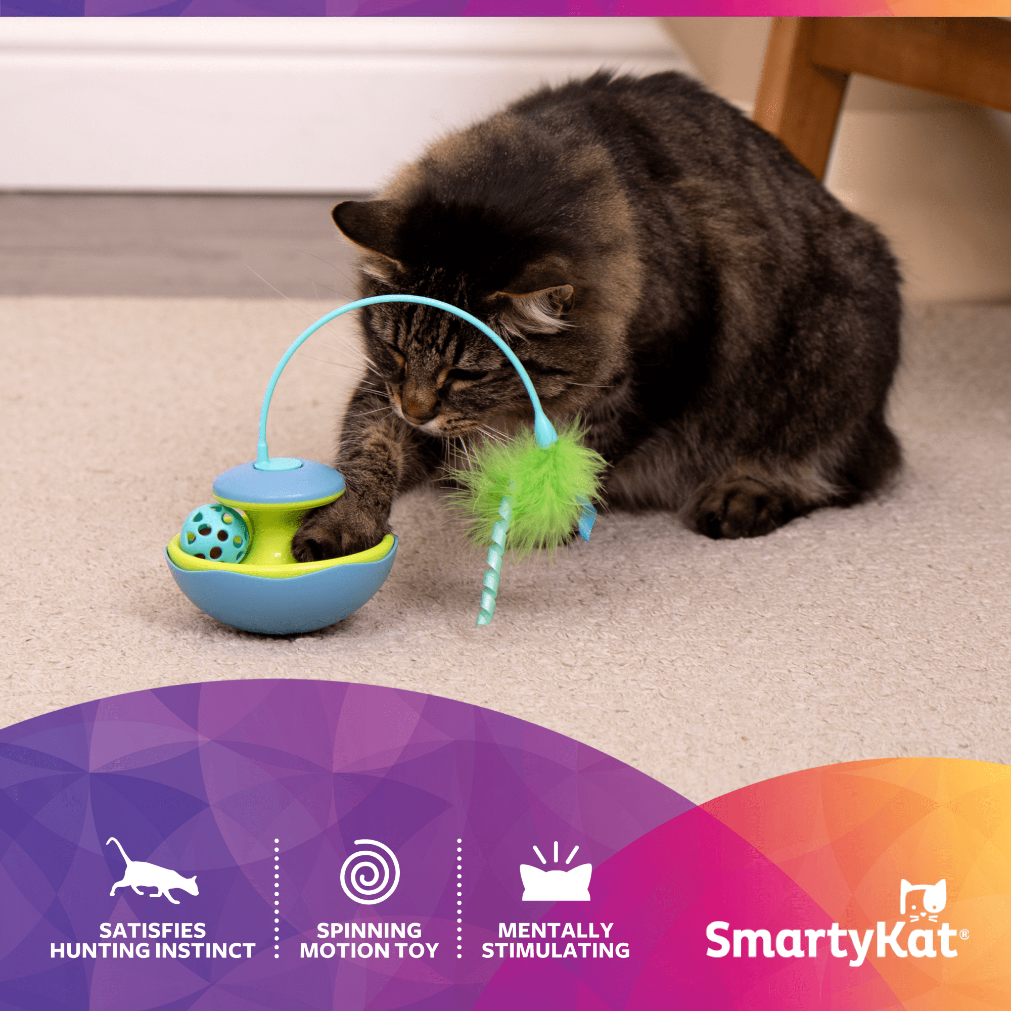 SmartyKat Track Tizzy Motion Cat Toy Electronic Interactive Pet Toy (Blue, 1 ct) q7k3p