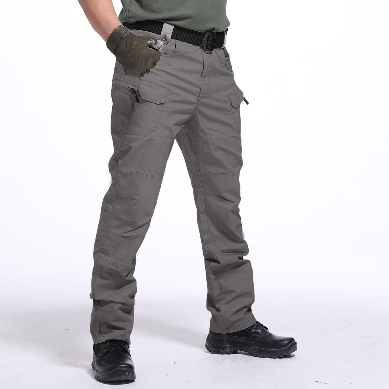 QATAINLAV Men's Tactical Cargo Pants Waterproof Rip-Resistant Outdoor Hiking Trousers (Gray, 4XL) 0bzxf