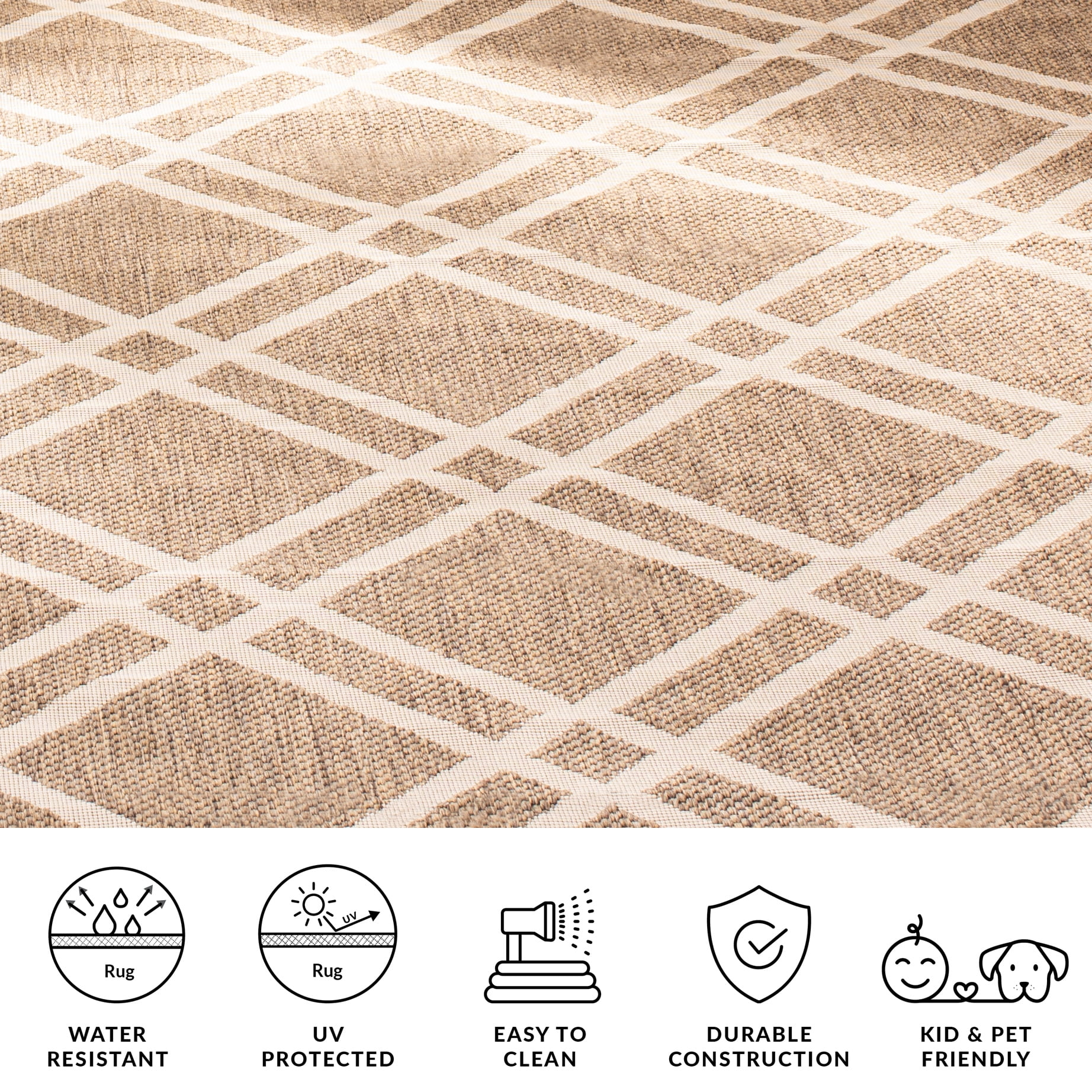 Safavieh Courtyard Jasper Geometric Indoor/Outdoor Area Rug (Brown/Bone, 5 ft 3 in x 7 ft 7 in) srv4q