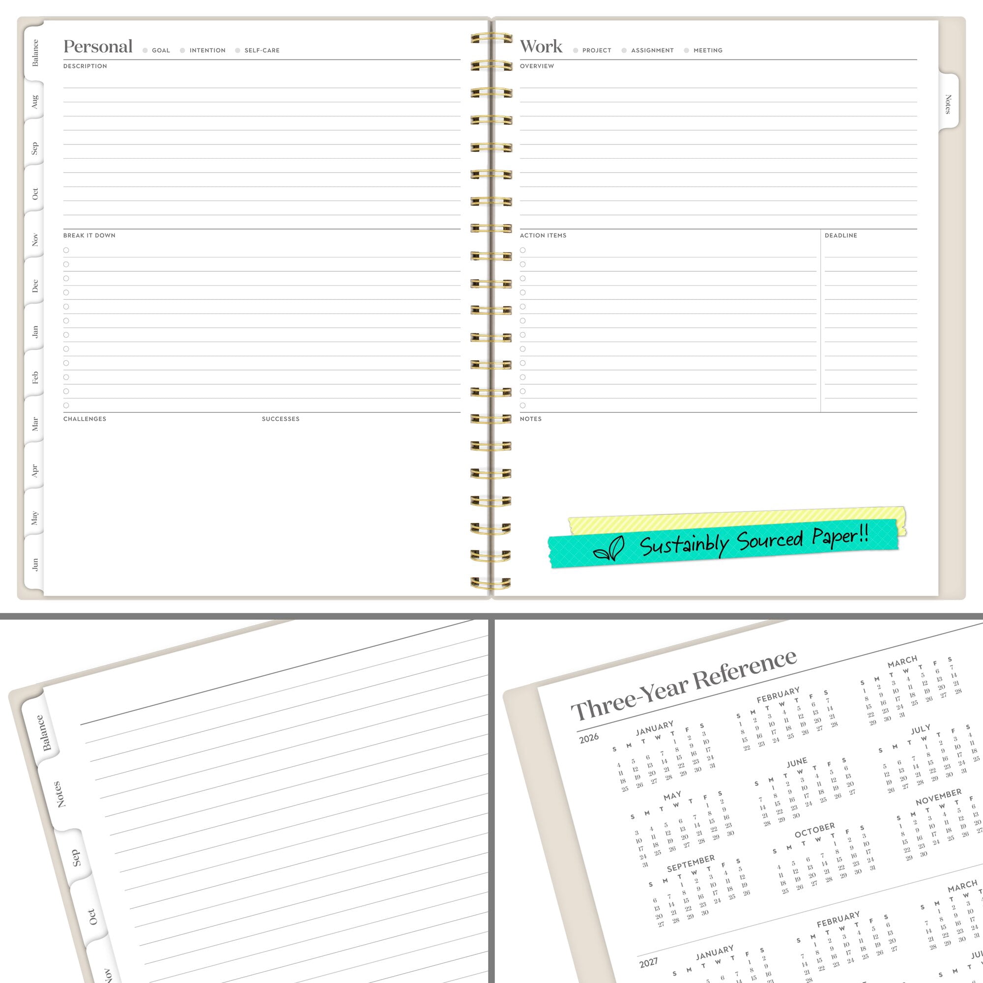 Cambridge WorkStyle Balance Academic Planner 2026-2027 (White, 8.5 in x 11 in) 1mmzj