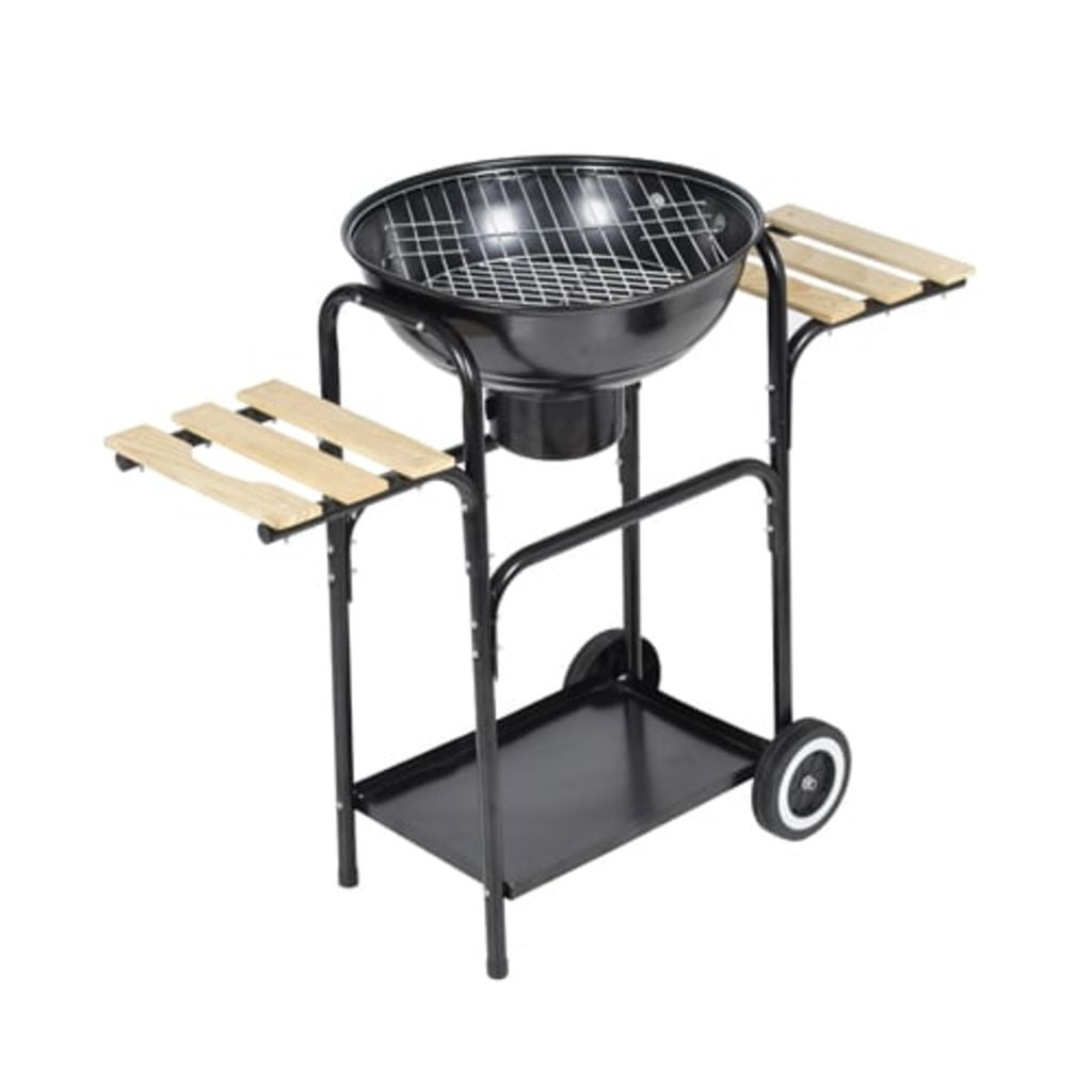 vidaXL Charcoal Kettle Grill Louisiana Outdoor BBQ Smoker (Black, 17.3 in Diameter) 4xp5z