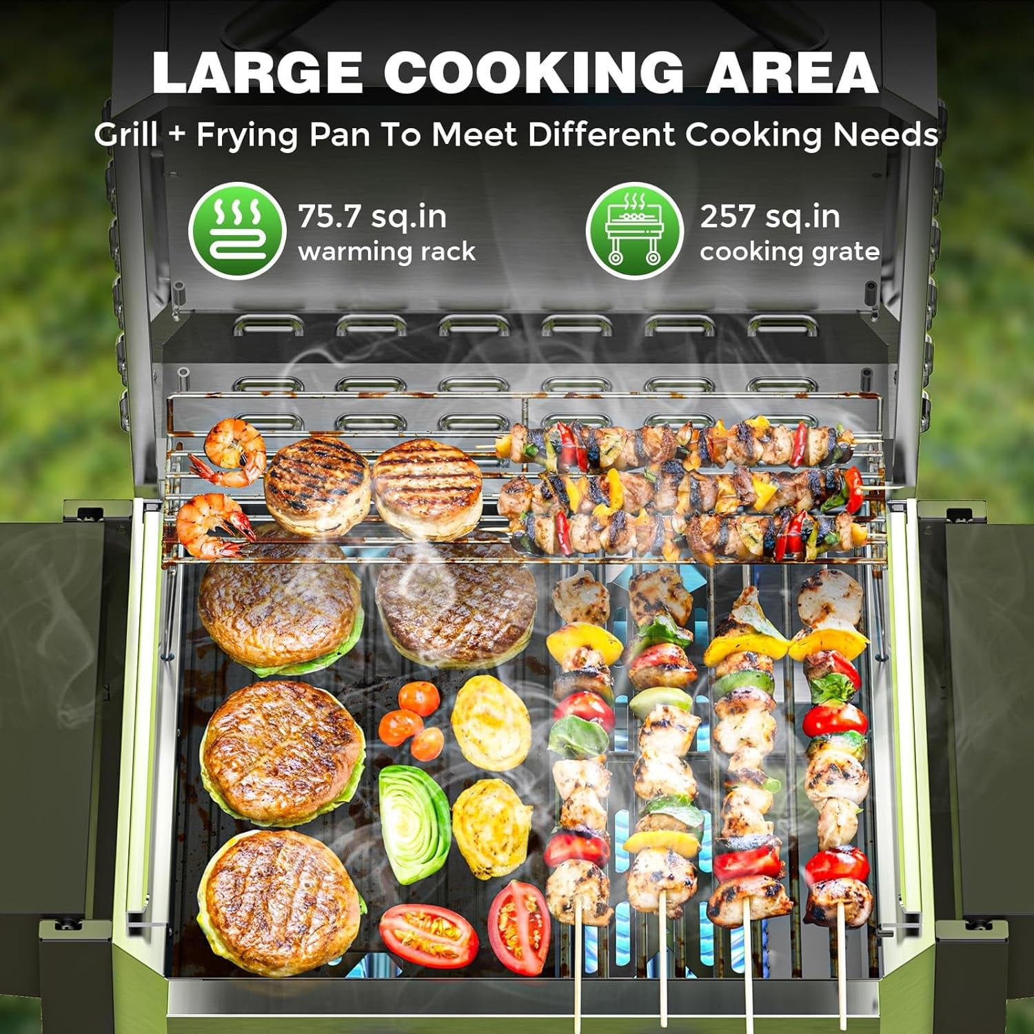FREE VILLAGE 2-Burner Propane Gas Grill, Stainless Steel Outdoor BBQ with Side Shelves and Wheels (Silver, 257 sq in) p6os3