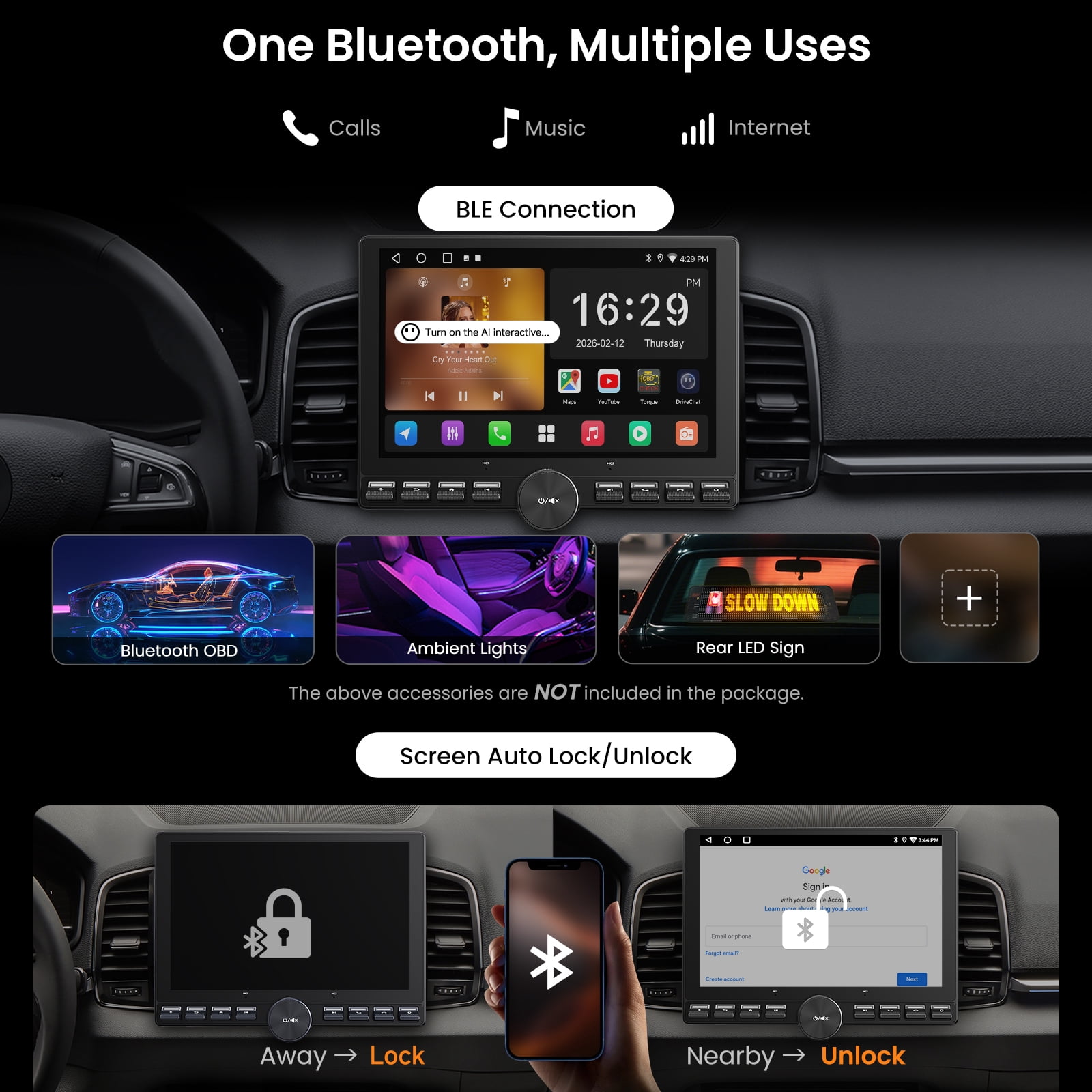ATOTO 10.1 in QLED Floating Touchscreen Car Stereo, Wireless Apple CarPlay & Android Auto, Single/Double Din Head Unit (Black, 10.1 in) i9hbg