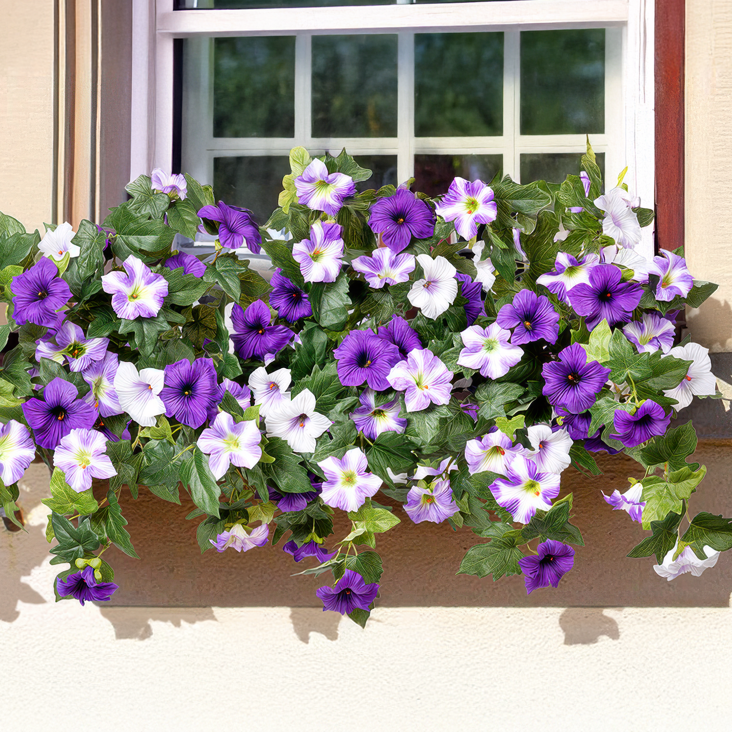Inadays Artificial Petunia Flowers UV Resistant Faux Plants for Indoor and Outdoor Decor (Purple, 2 Pack, 24 in x 21 in) 4zlji