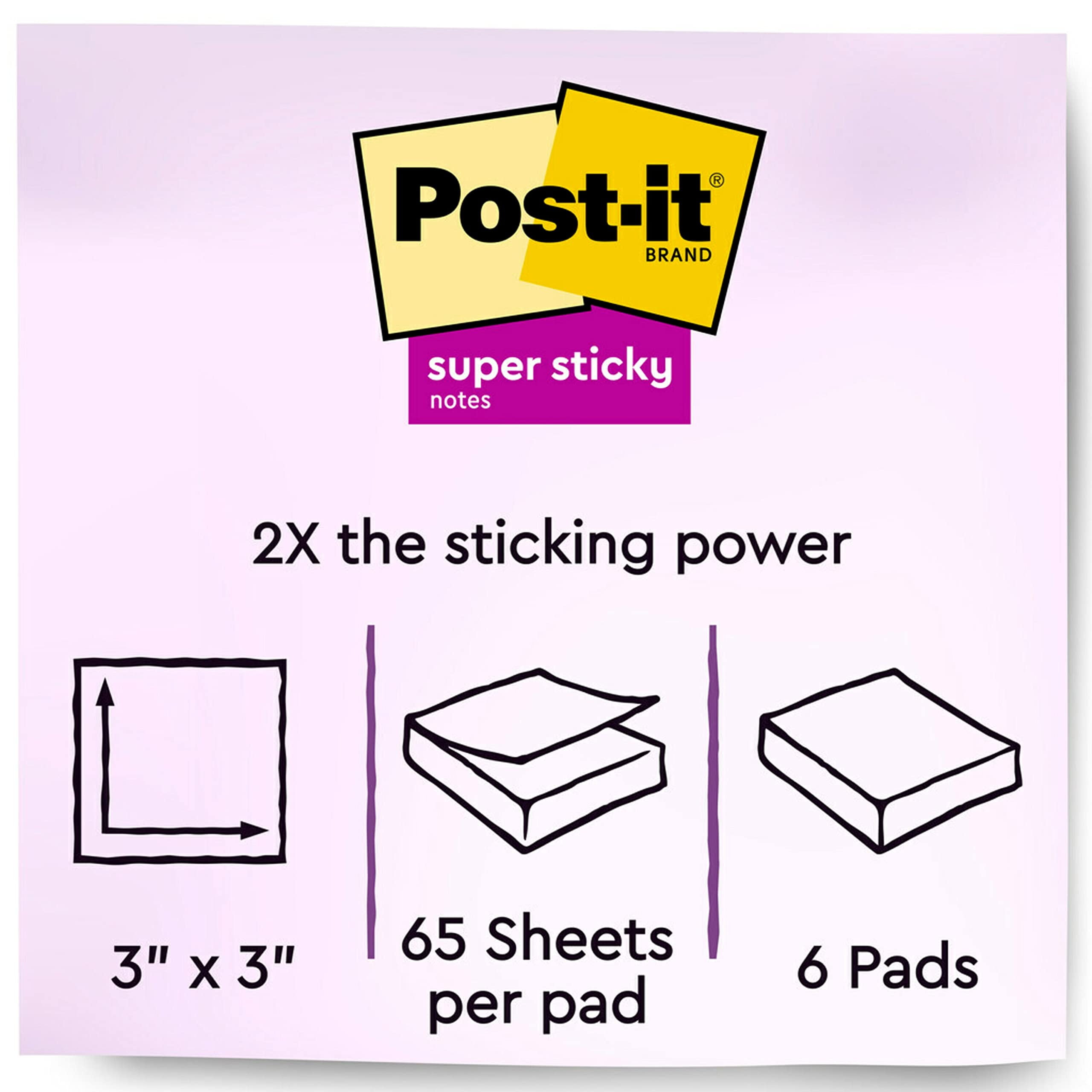 Post-it Recyclable Sticky Notes, Super Sticky Adhesive for Office and Home (Blue, 3 in x 3 in, 6 Pads) o3d49