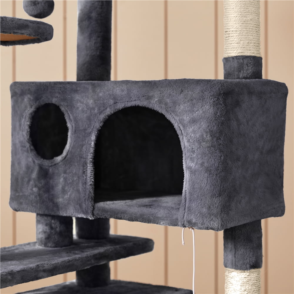 Yaheetech Multi-Level Cat Tree with Double Condos and Scratching Posts (Dark Gray, 53.9 in) ftvcx - Image 7